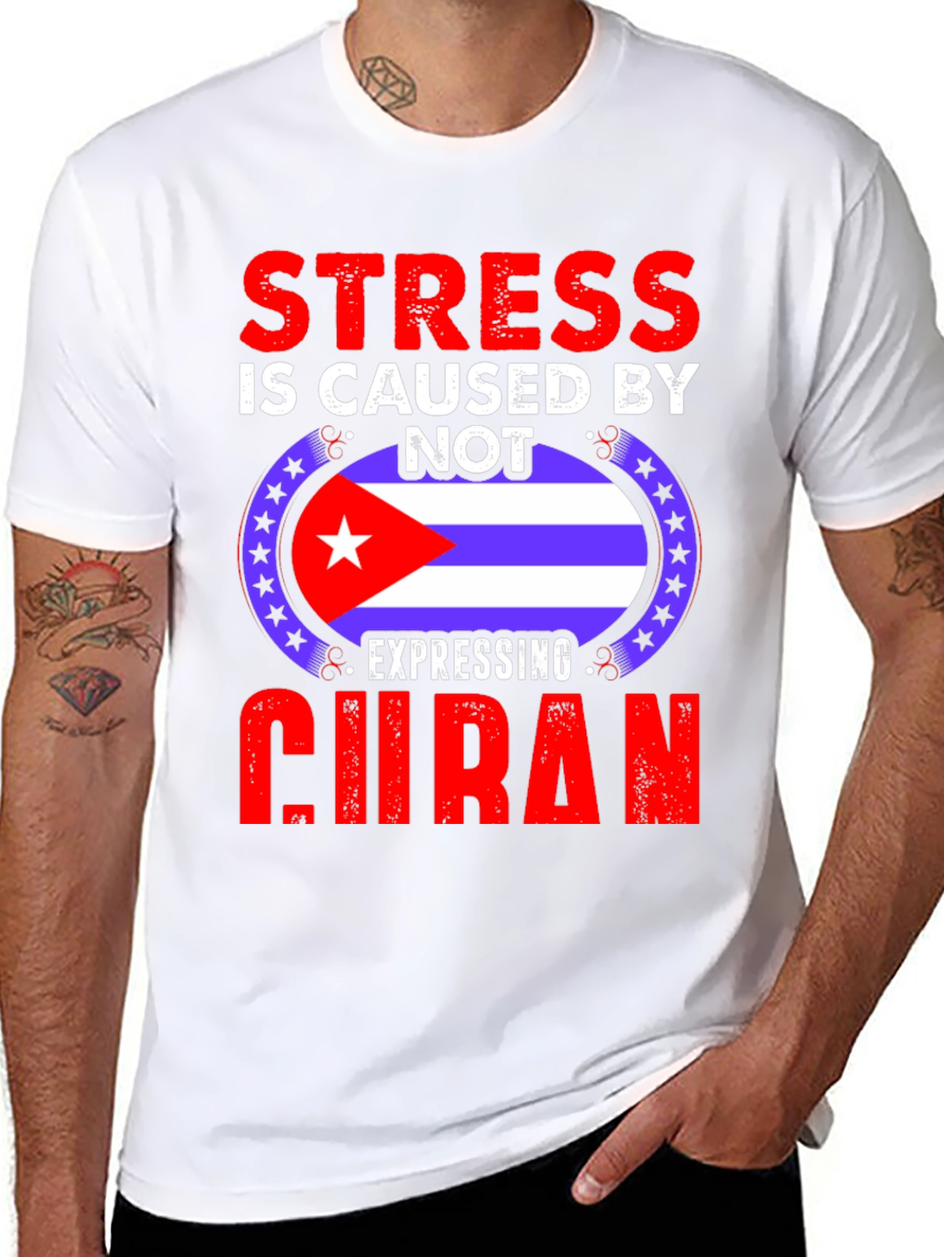 Black Cuban Pride T-Shirt - Stress Relief view 8