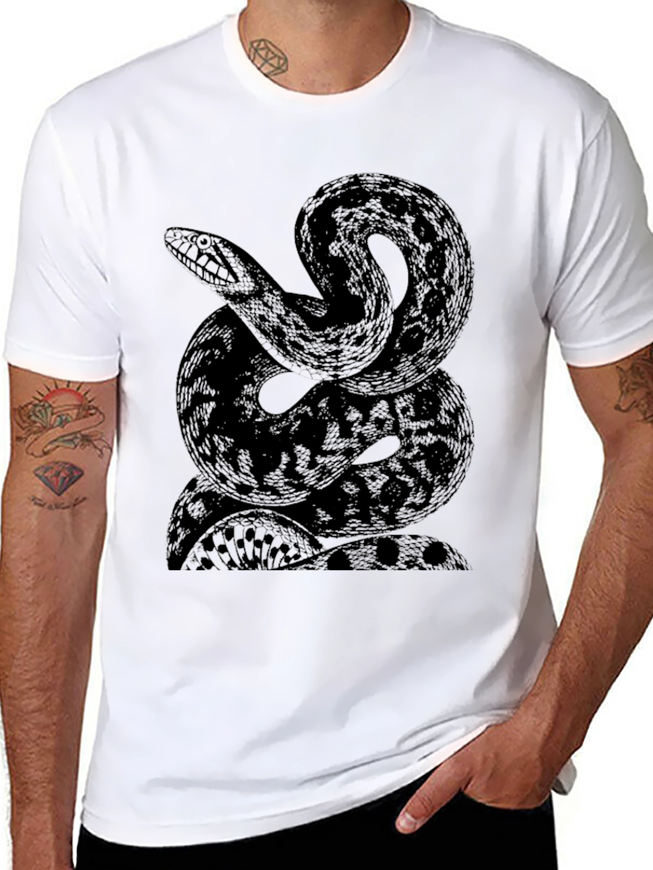 Black Snake Graphic Print Black T-Shirt view 8