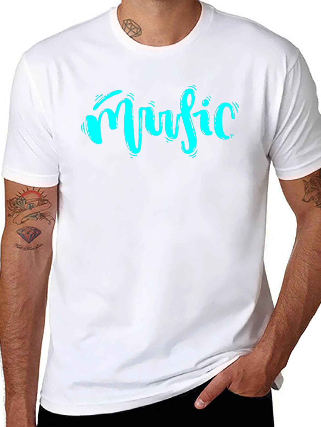 Black Music Graphic Print T-Shirt - Black view 8
