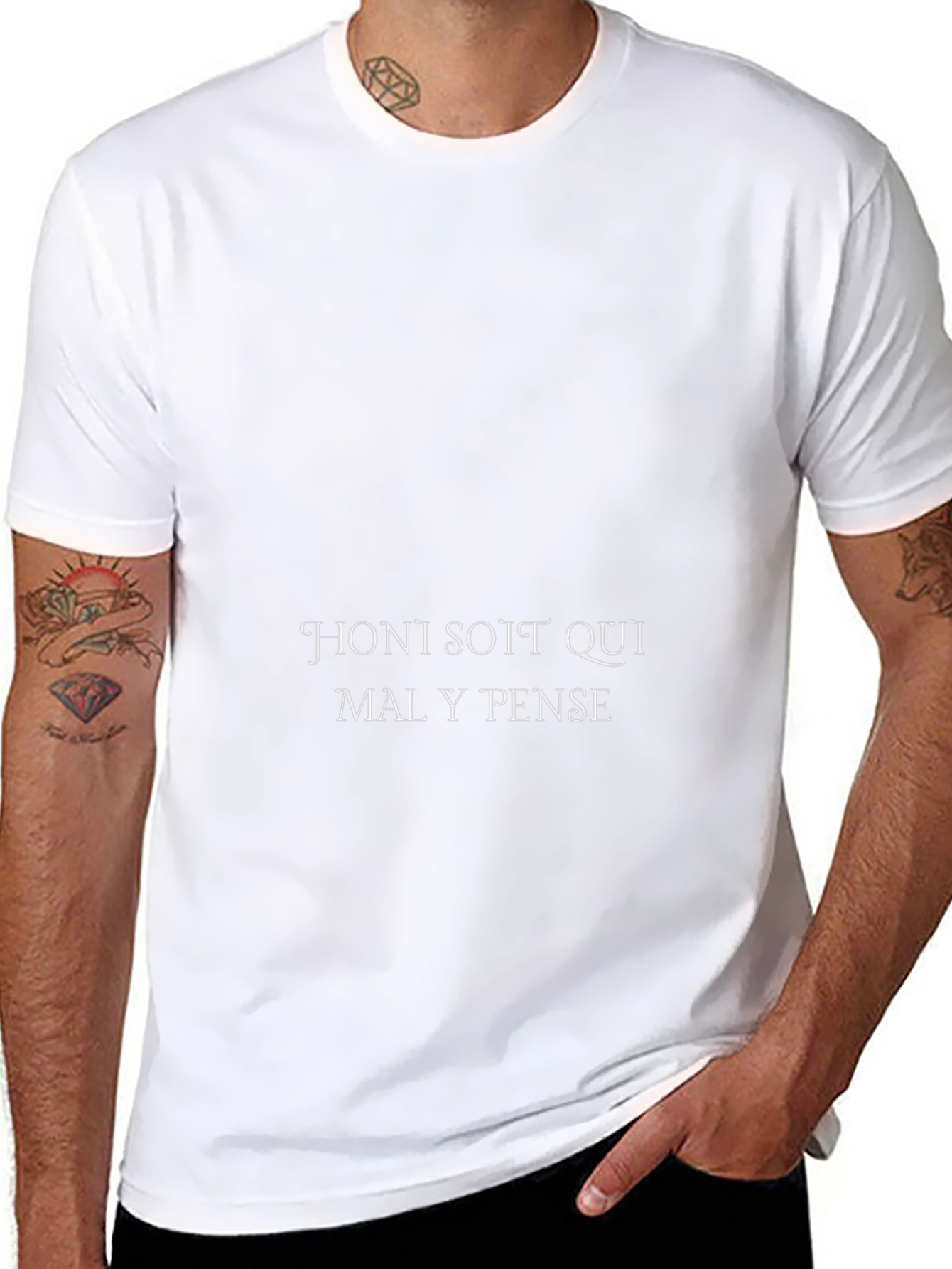Black Honi Soit Qui Mal Y Pense Black T-Shirt view 8