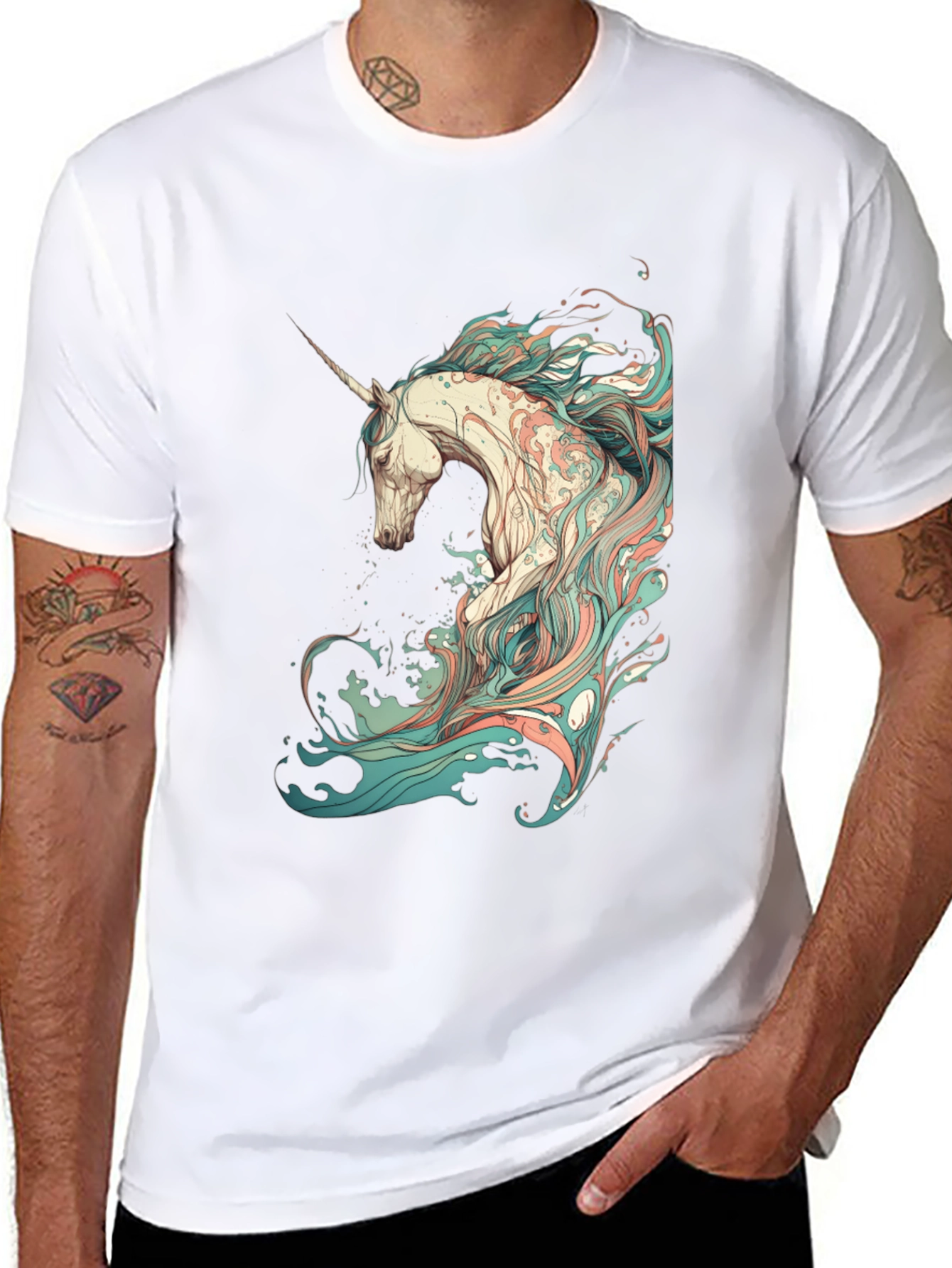 Black Unicorn Graphic Black T-Shirt - Unique Design view 8