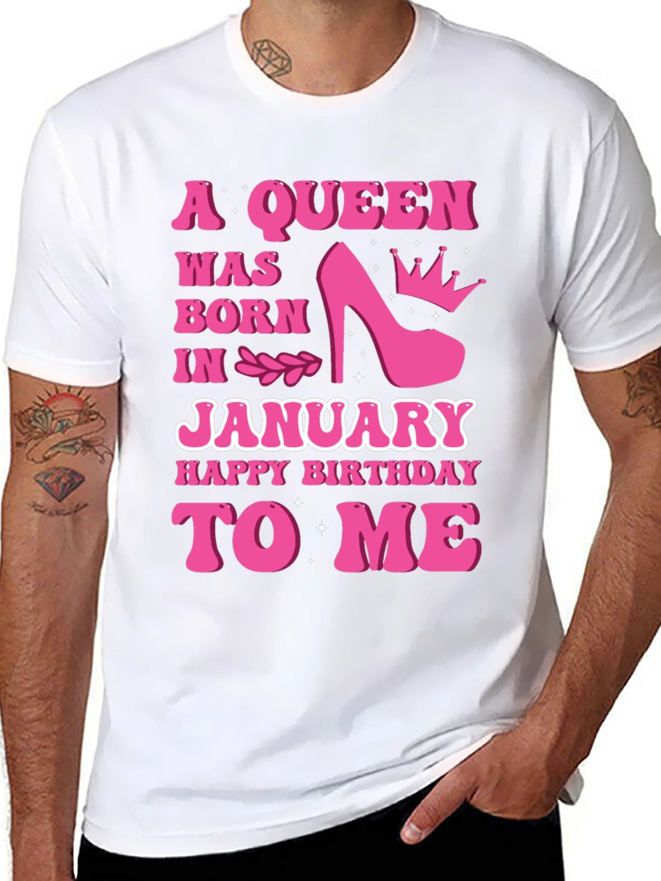 Black A Queen Was Born In January T-Shirt view 8