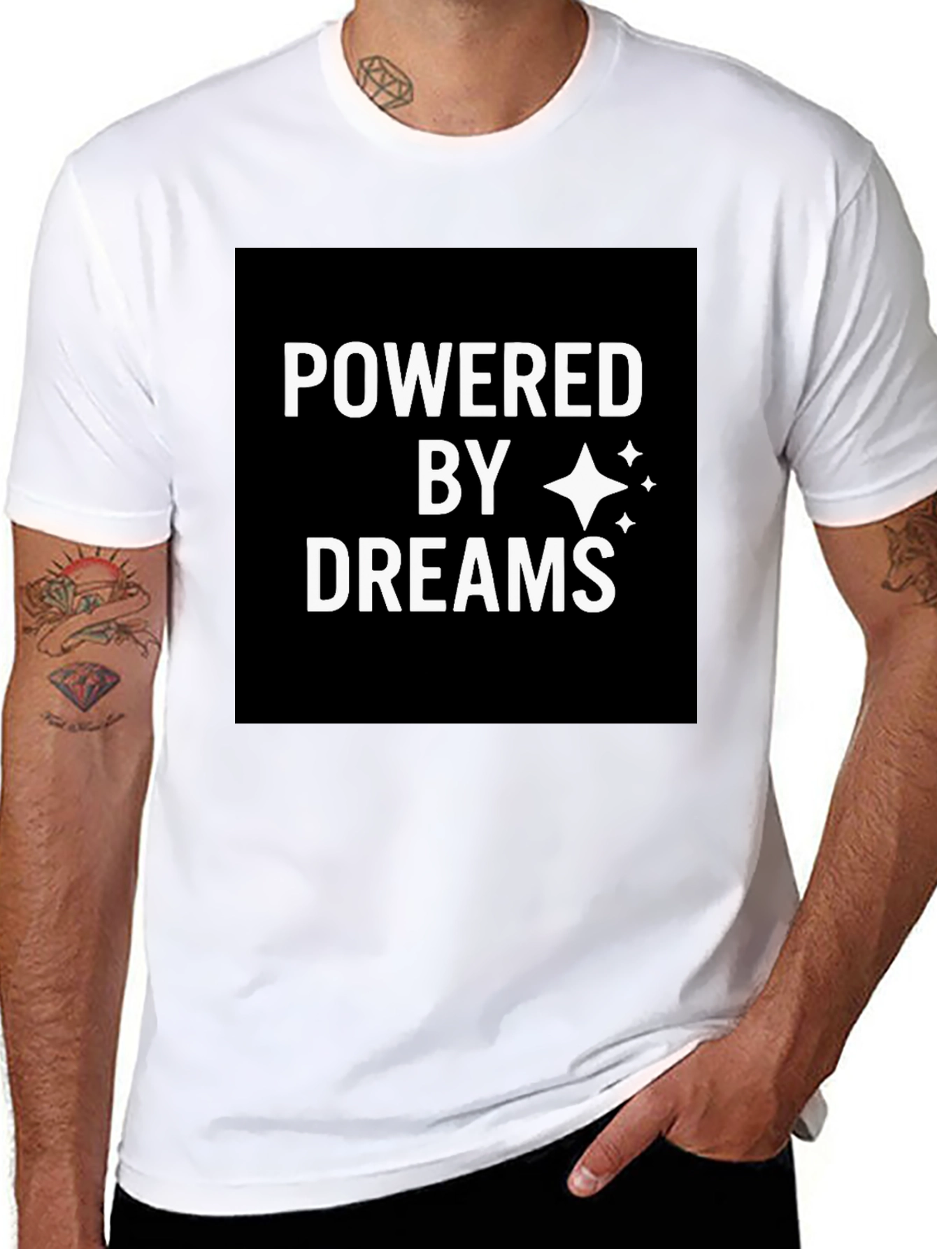 Black Powered by Dreams Black Graphic T-Shirt view 8