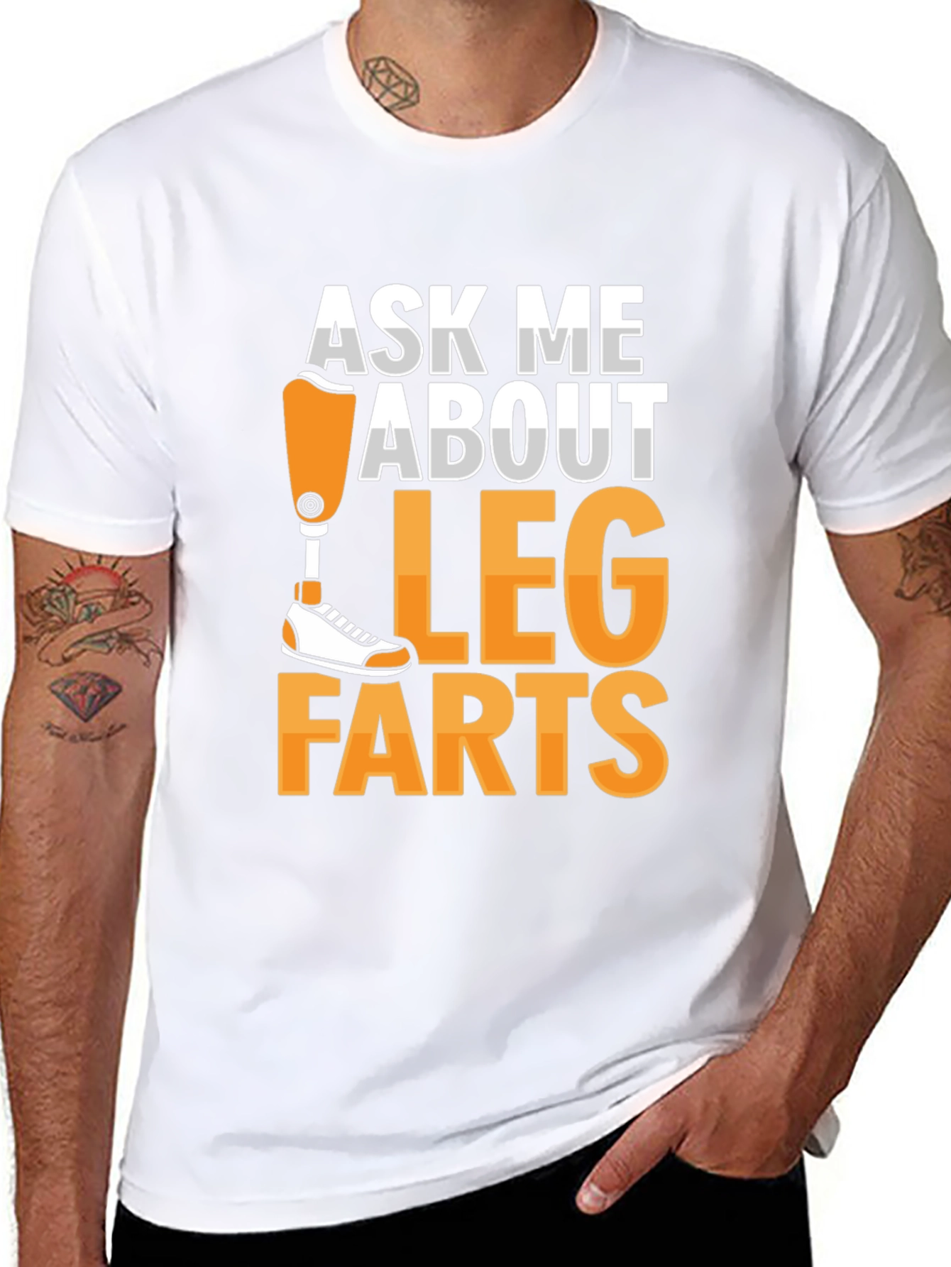 Black Ask Me About Leg Farts T-Shirt view 8