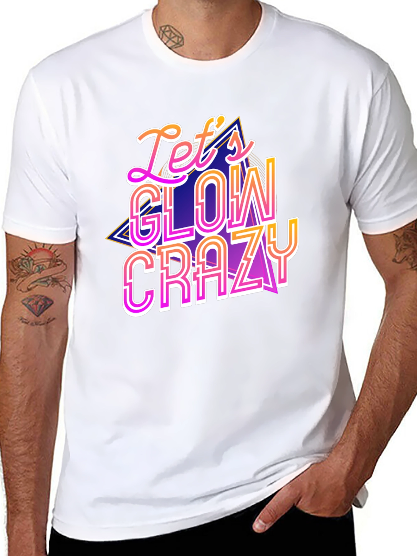 Black Let's Glow Crazy Graphic Tee - Party Shirt view 8