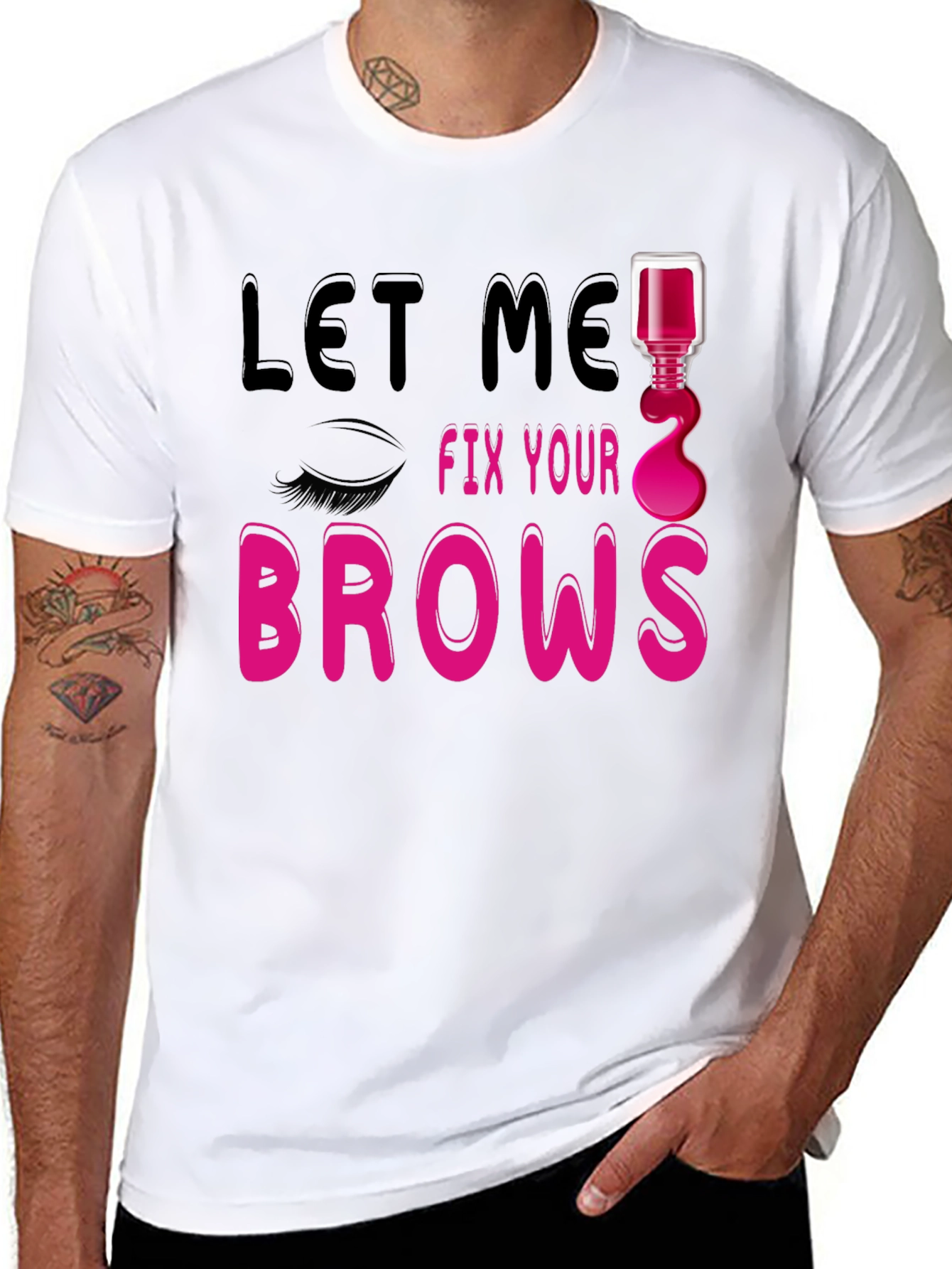 Black Let Me Fix Your Brows Graphic T-Shirt view 8