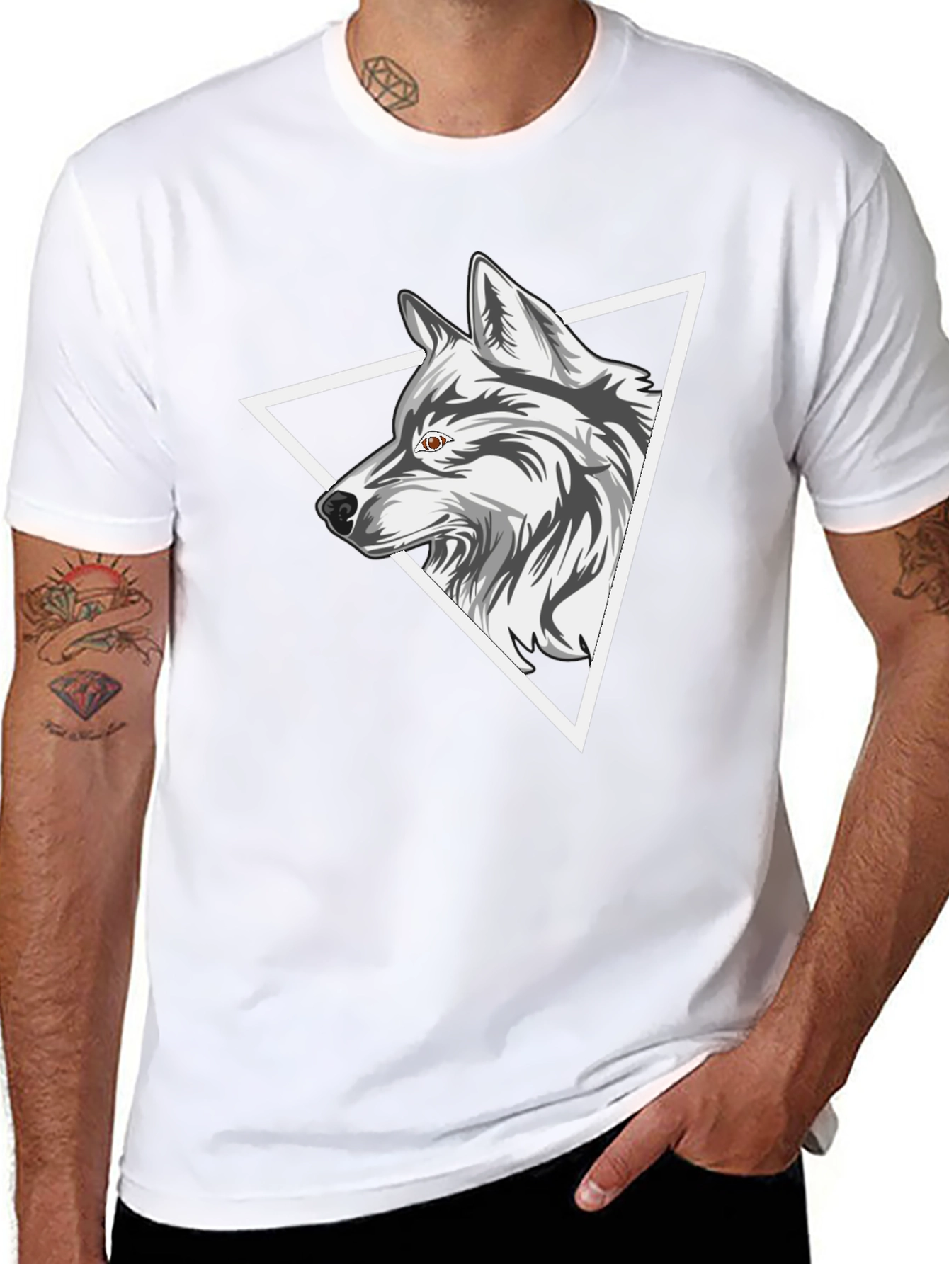 Black Wolf Triangle Graphic Tee - Black view 8
