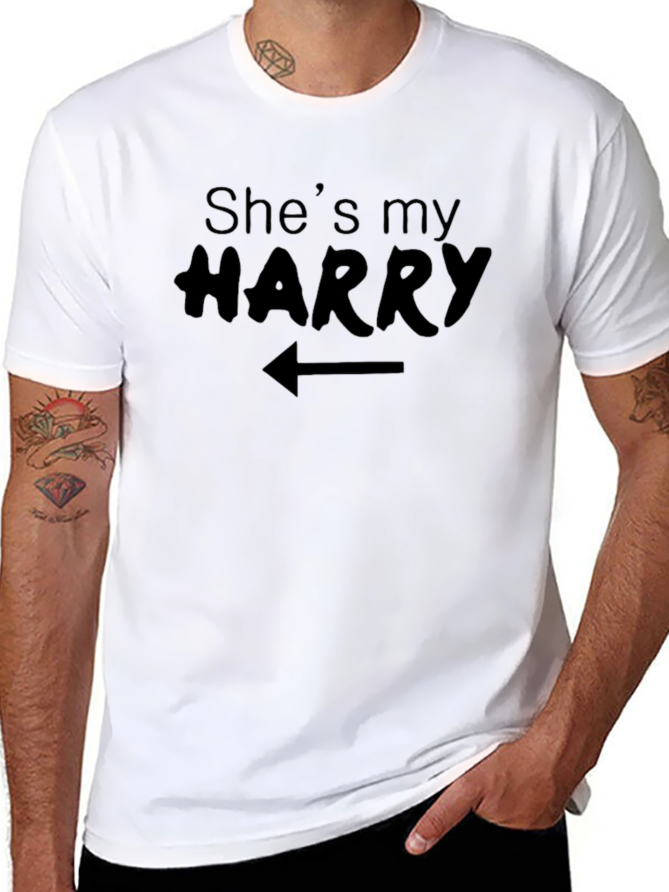 Black She's My Harry Graphic T-Shirt - Novelty Couples Tee view 8