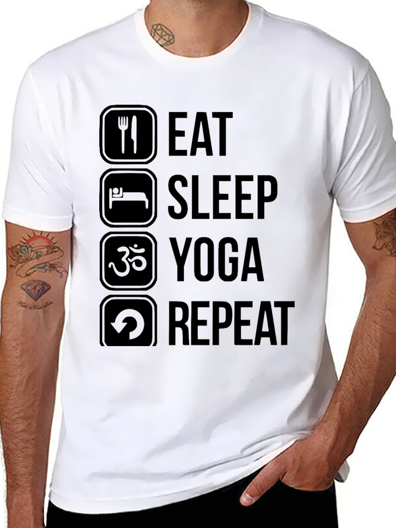 Black Eat Sleep Yoga Repeat Black T-Shirt view 8