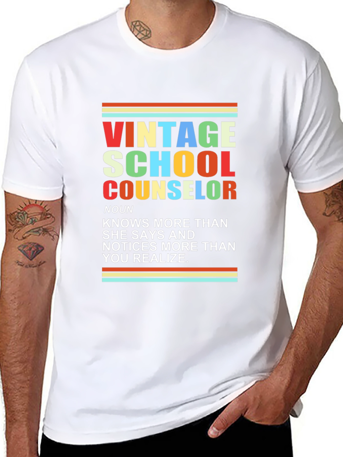 Black Vintage School Counselor T-Shirt view 8