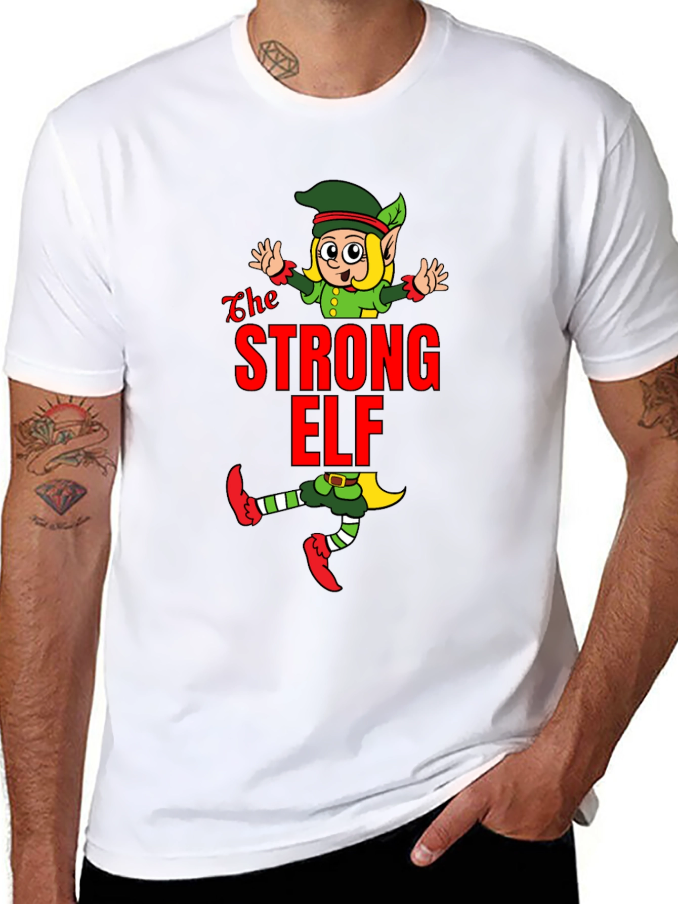 Black The Strong Elf T-Shirt - Holiday Fun view 8