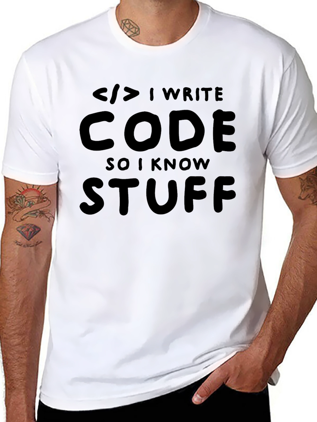 Black I Write Code So I Know Stuff Black T-Shirt view 8