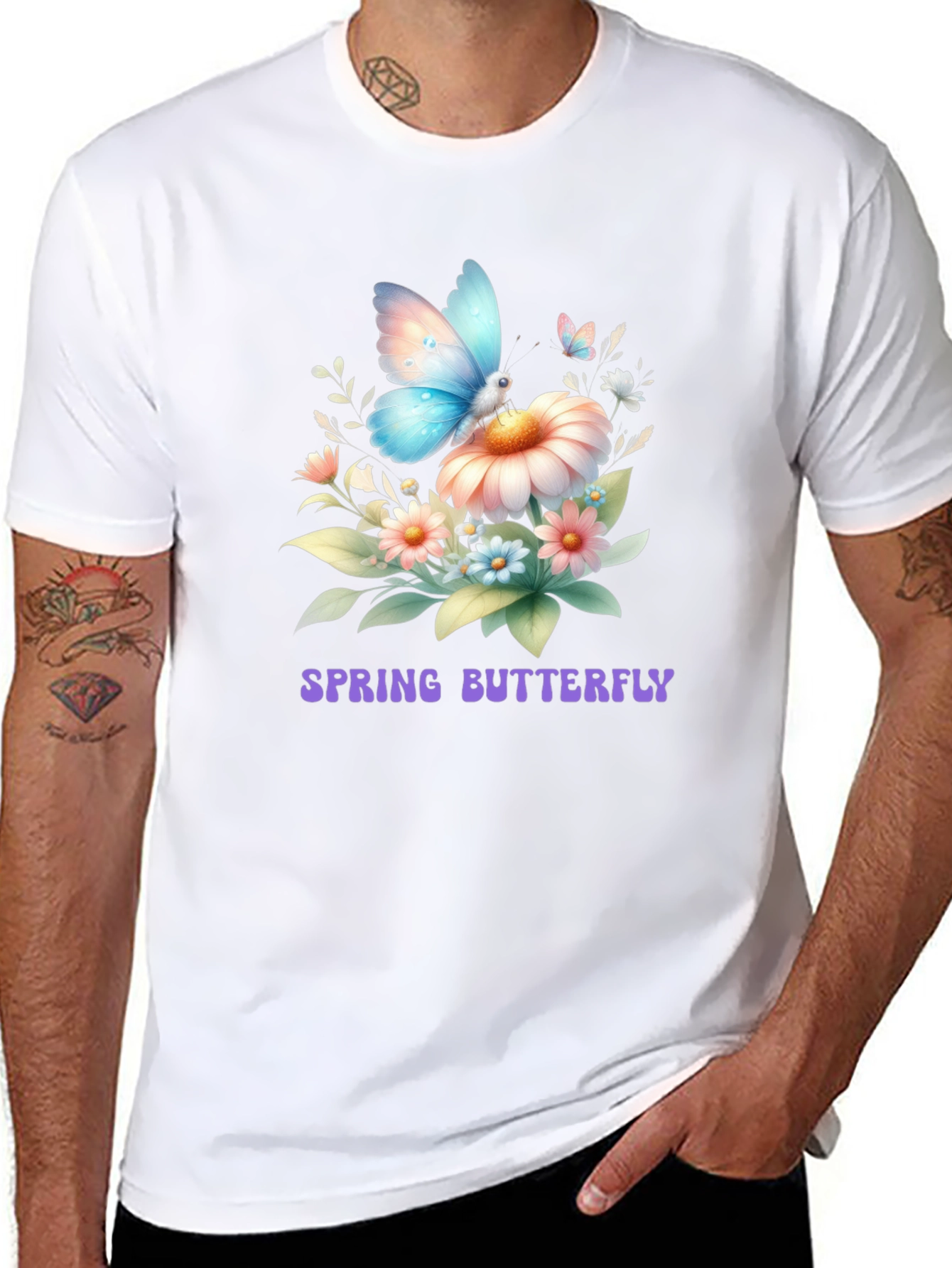 Black Spring Butterfly Graphic T-Shirt view 8