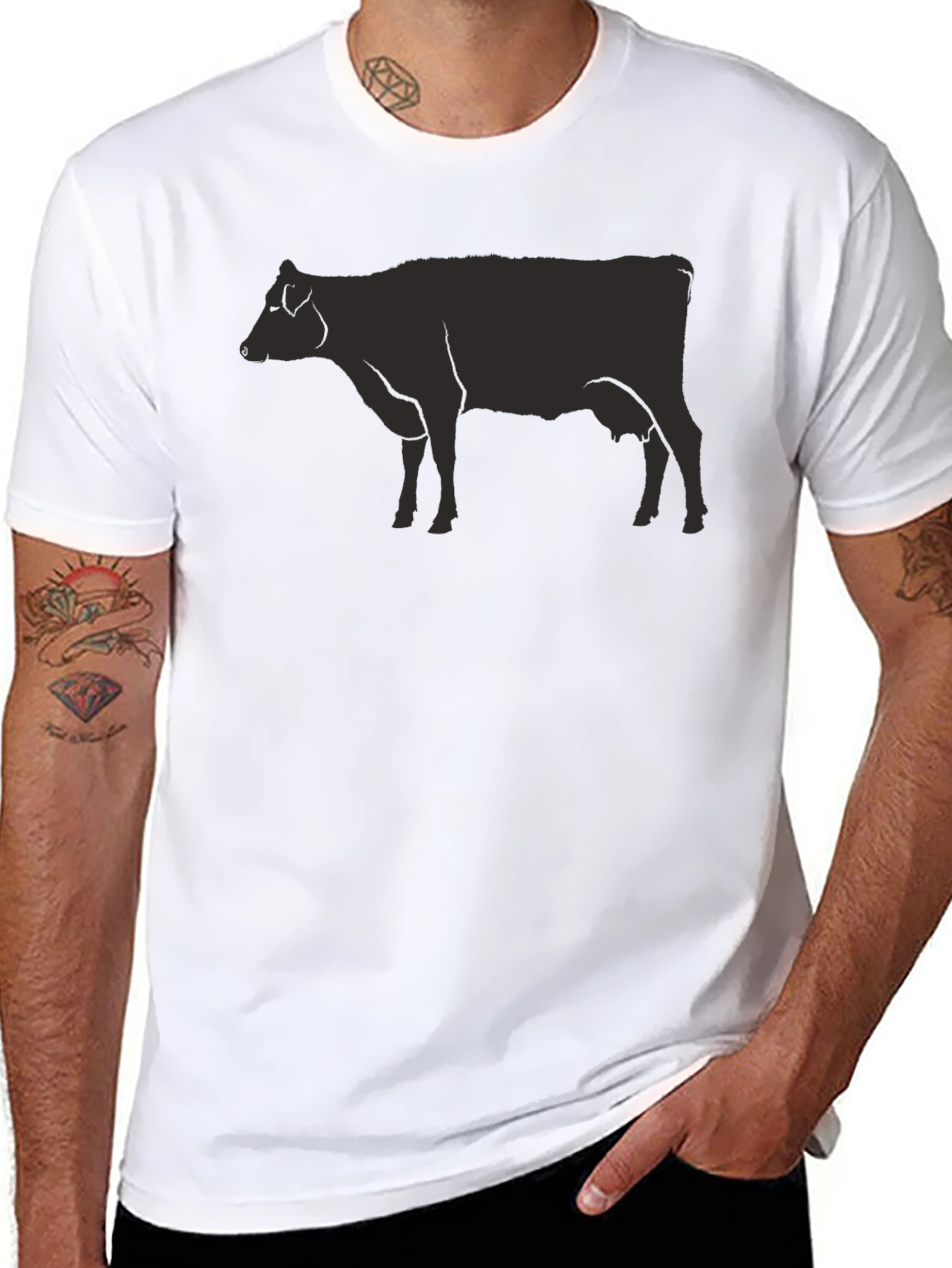 Black Black Cow Graphic Tee - Unisex Casual Top view 8