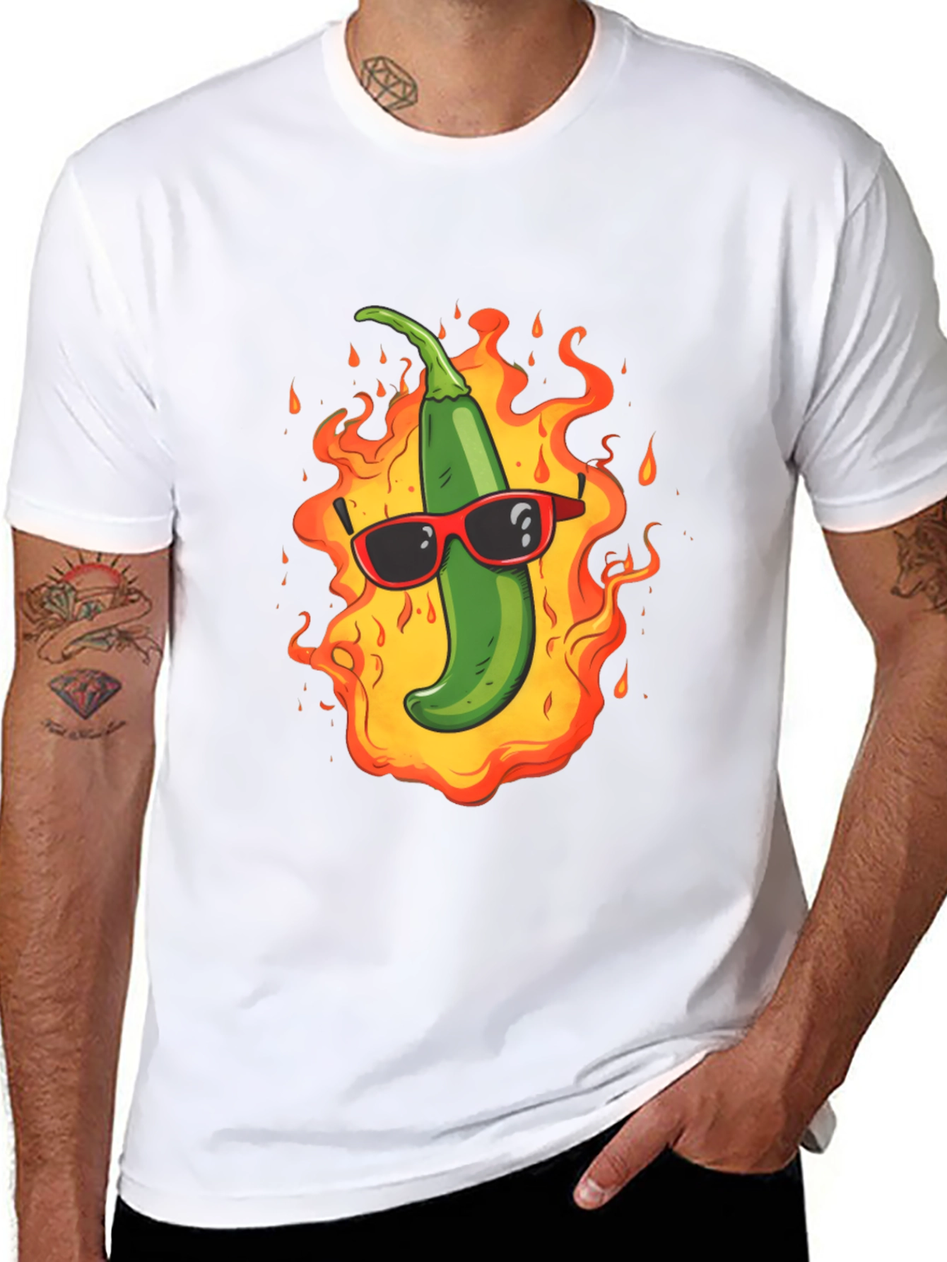 Spicy Chili Pepper T-Shirt - Cool in Flames! - 8