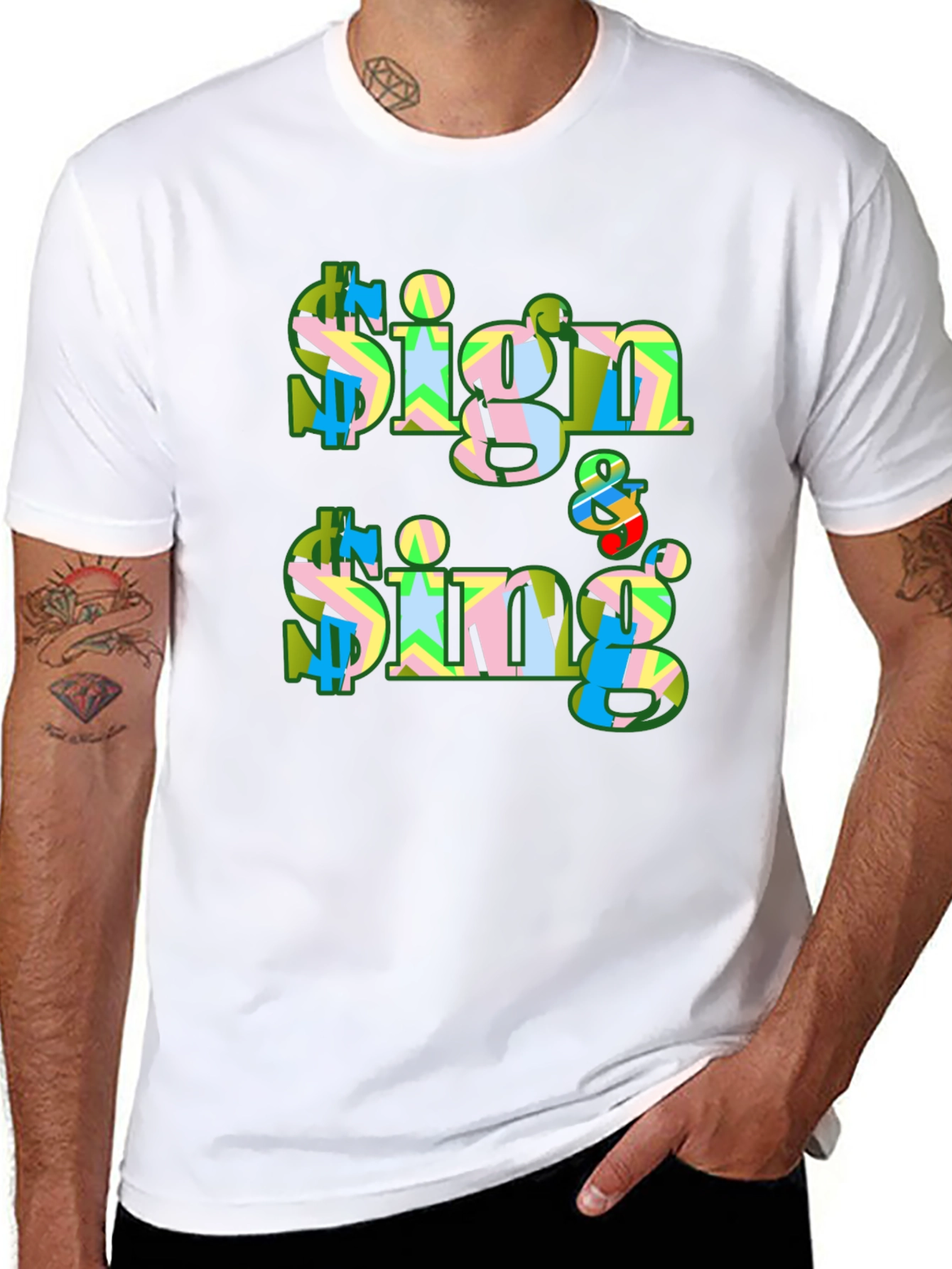 Black Sign & Sing Graphic T-Shirt - Bold Print view 8
