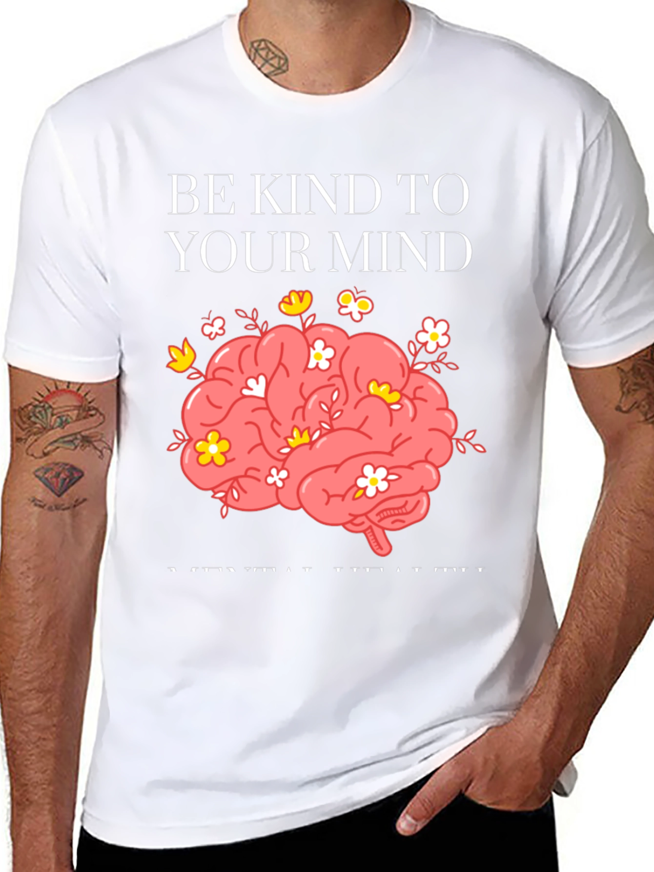 Black Be Kind To Your Mind Graphic Tee view 8