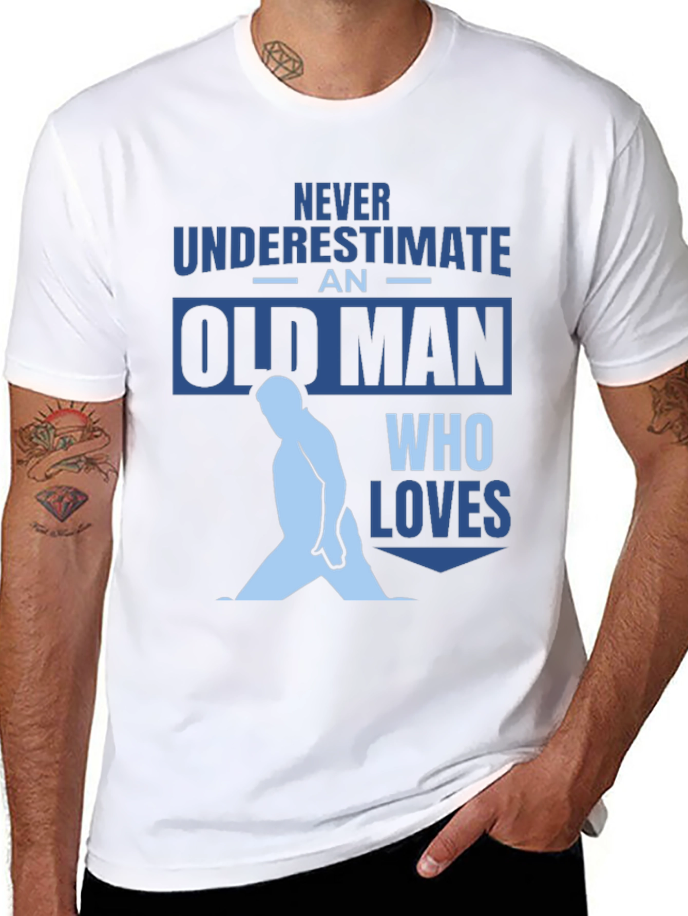 Black Never Underestimate Old Man Black T-Shirt view 8