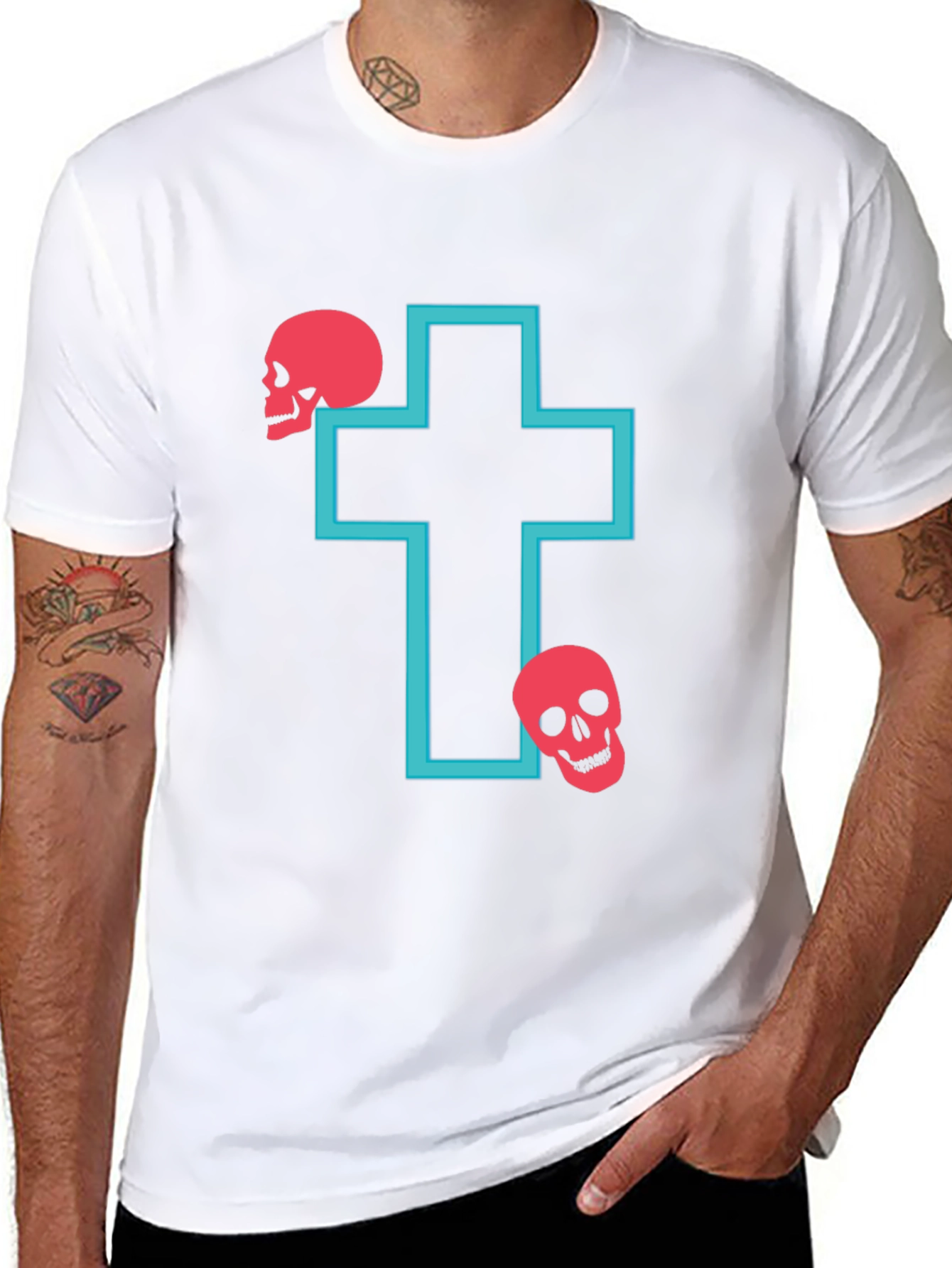 Black Skull Cross Graphic T-Shirt view 8