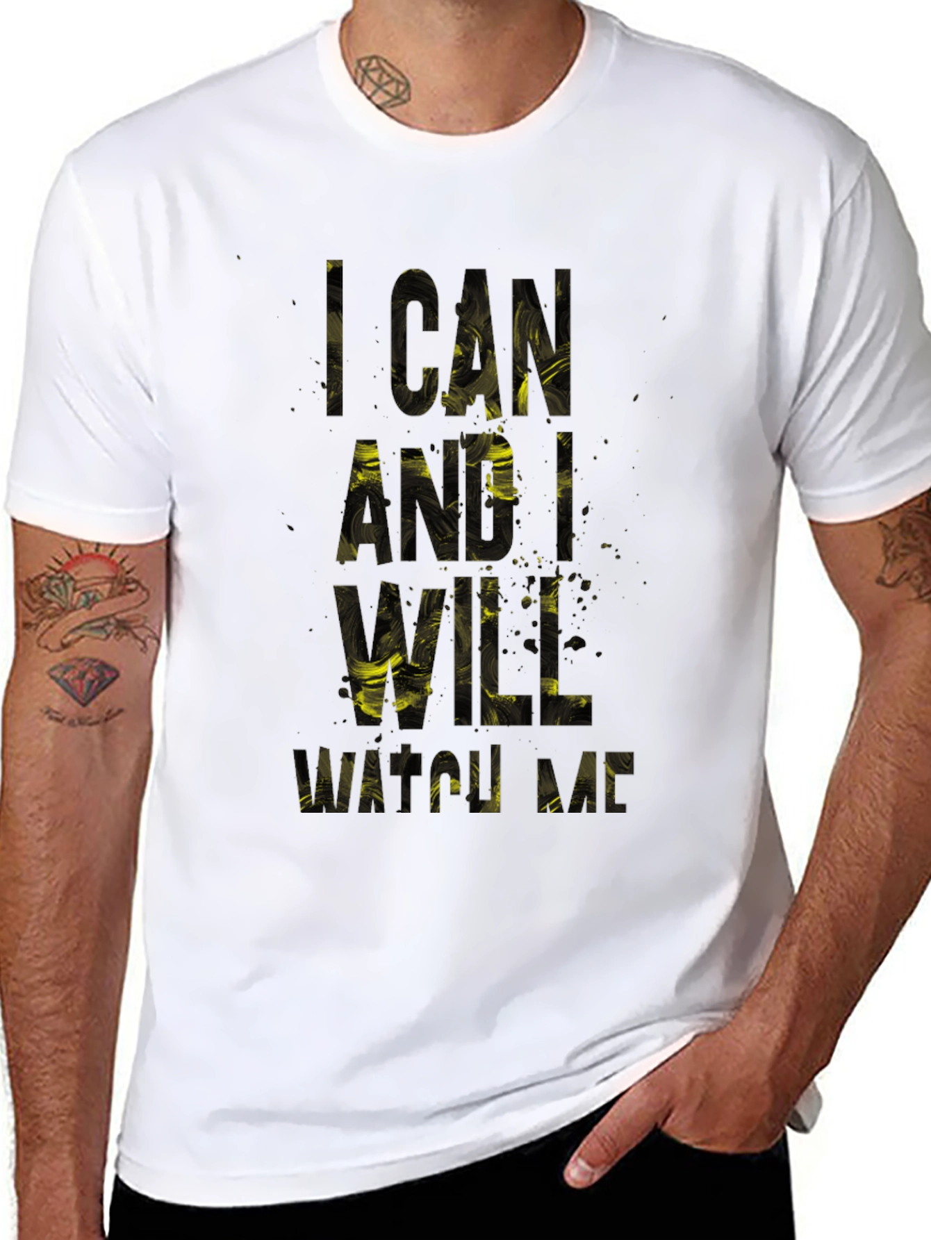 Black Motivational 'I Can and I Will' Black T-Shirt view 8