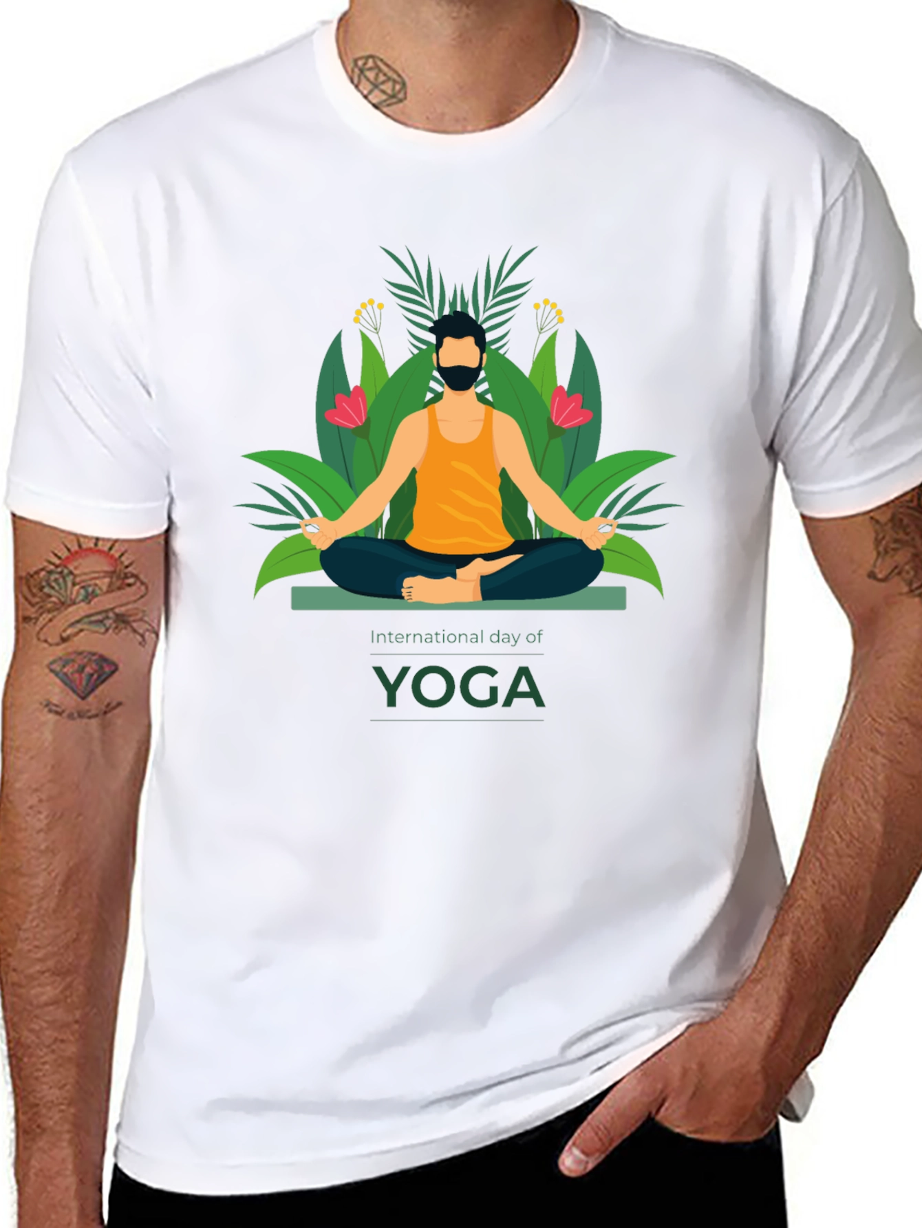 Black International Yoga Day Graphic Tee - Black view 8