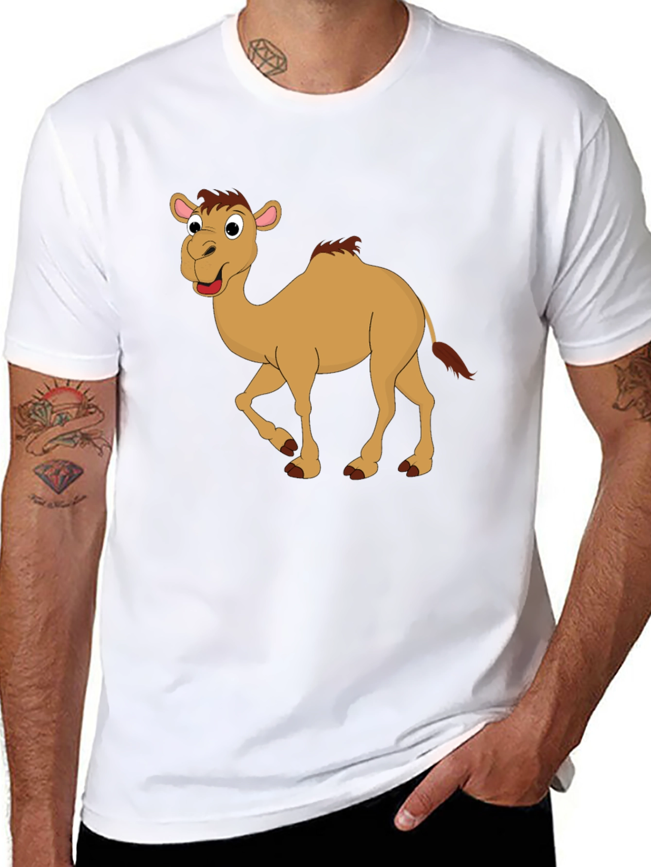 Black Camel Cartoon Black T-Shirt view 8