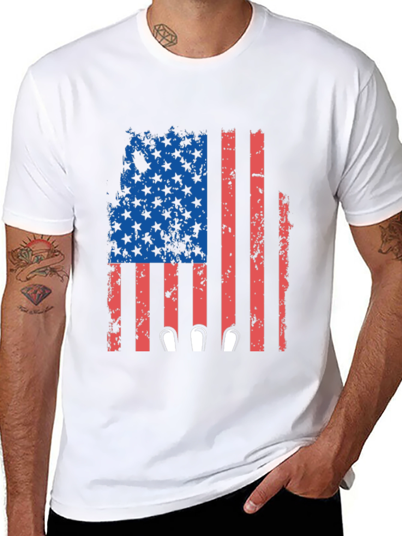 Black Patriotic Flag Bowling T-Shirt view 8
