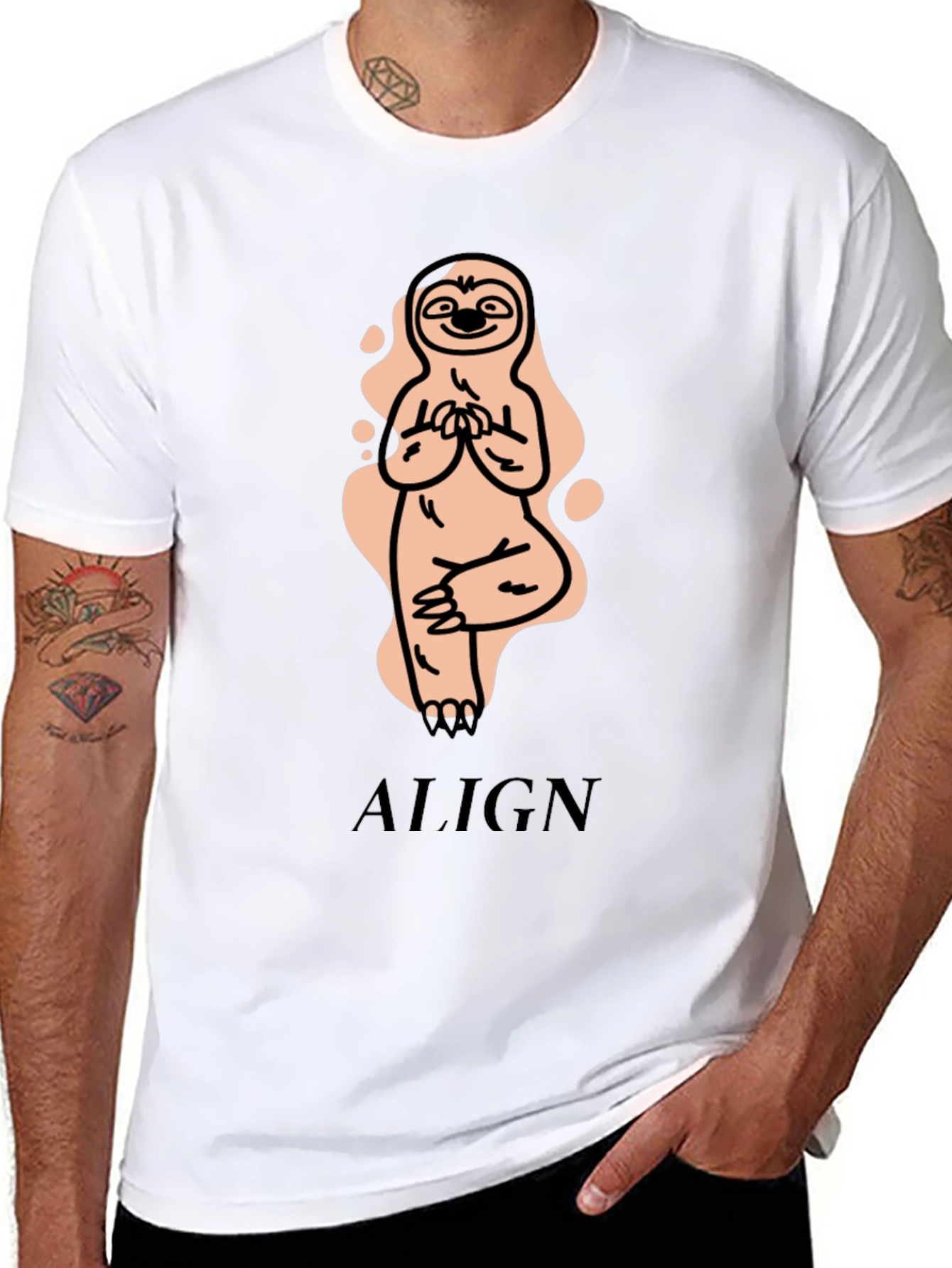 Black Yoga Sloth T-Shirt - Align Yourself view 8