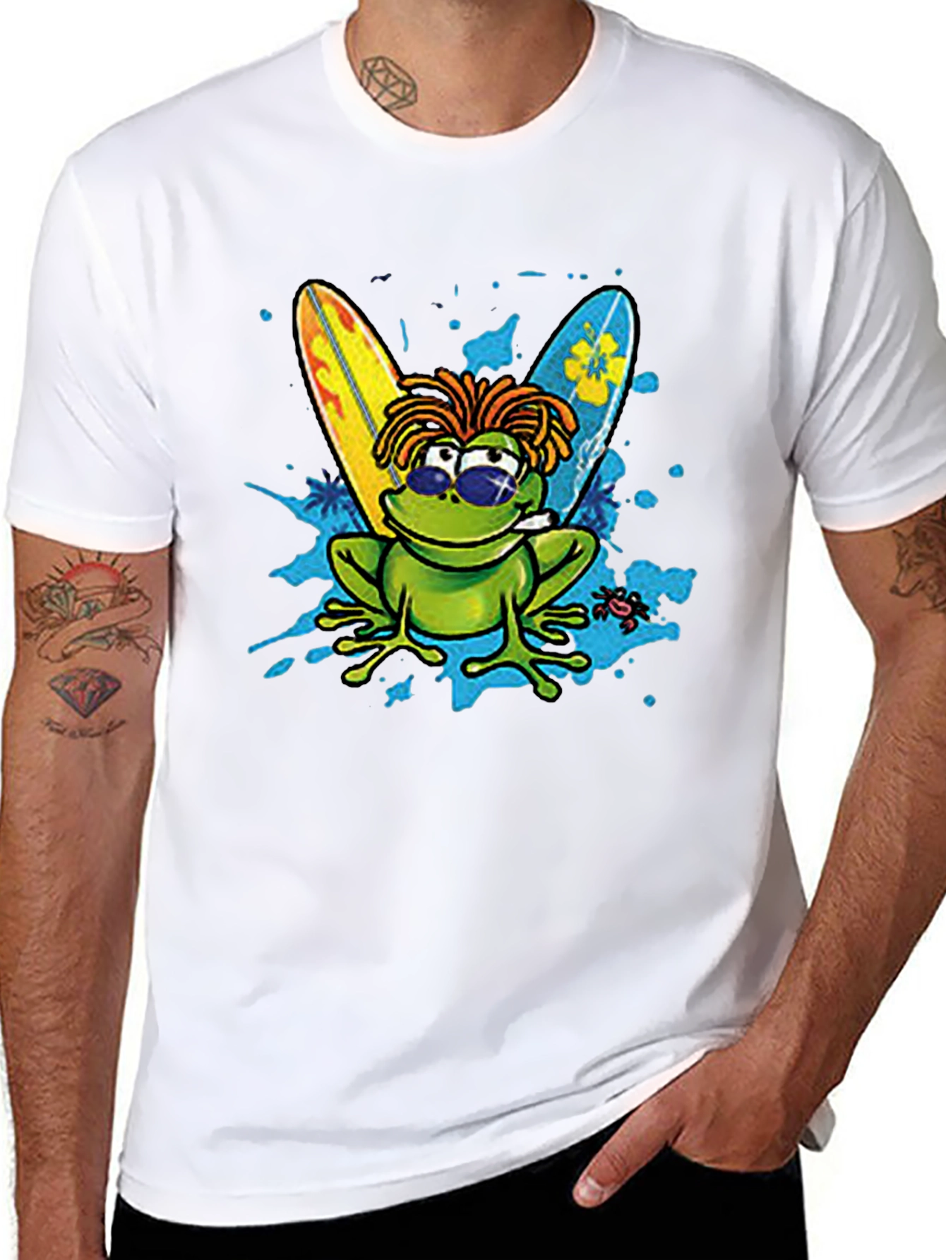 Black Surfer Frog Graphic Tee - Relaxed Fit Black T-Shirt view 8