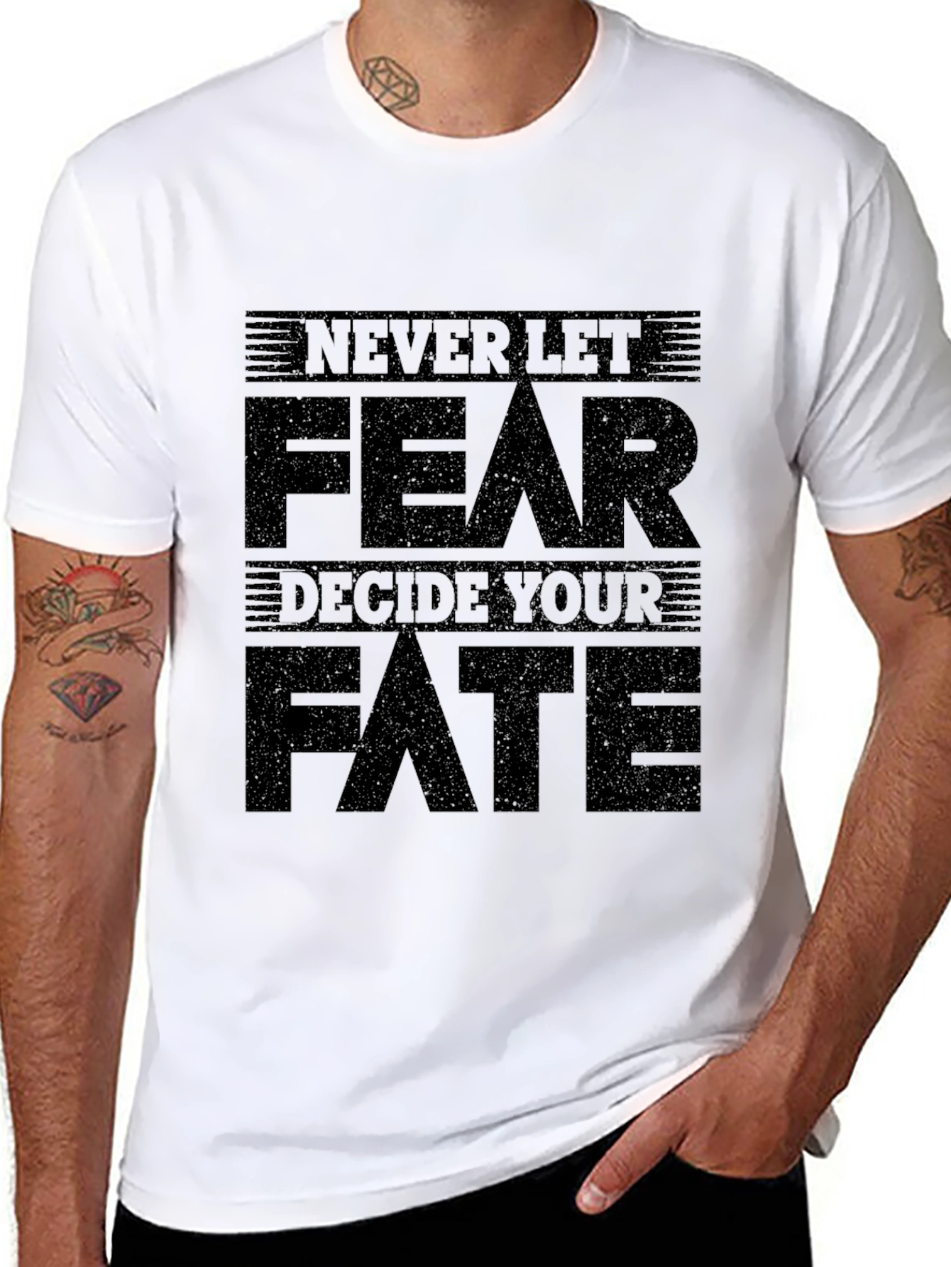 Black Never Let Fear Decide Your Fate Graphic Tee view 8