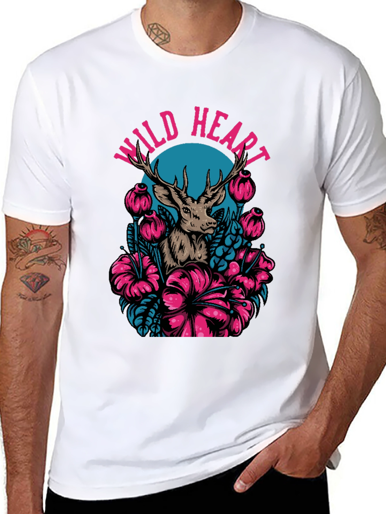 Black Wild Heart Deer Graphic Tee - Black view 8
