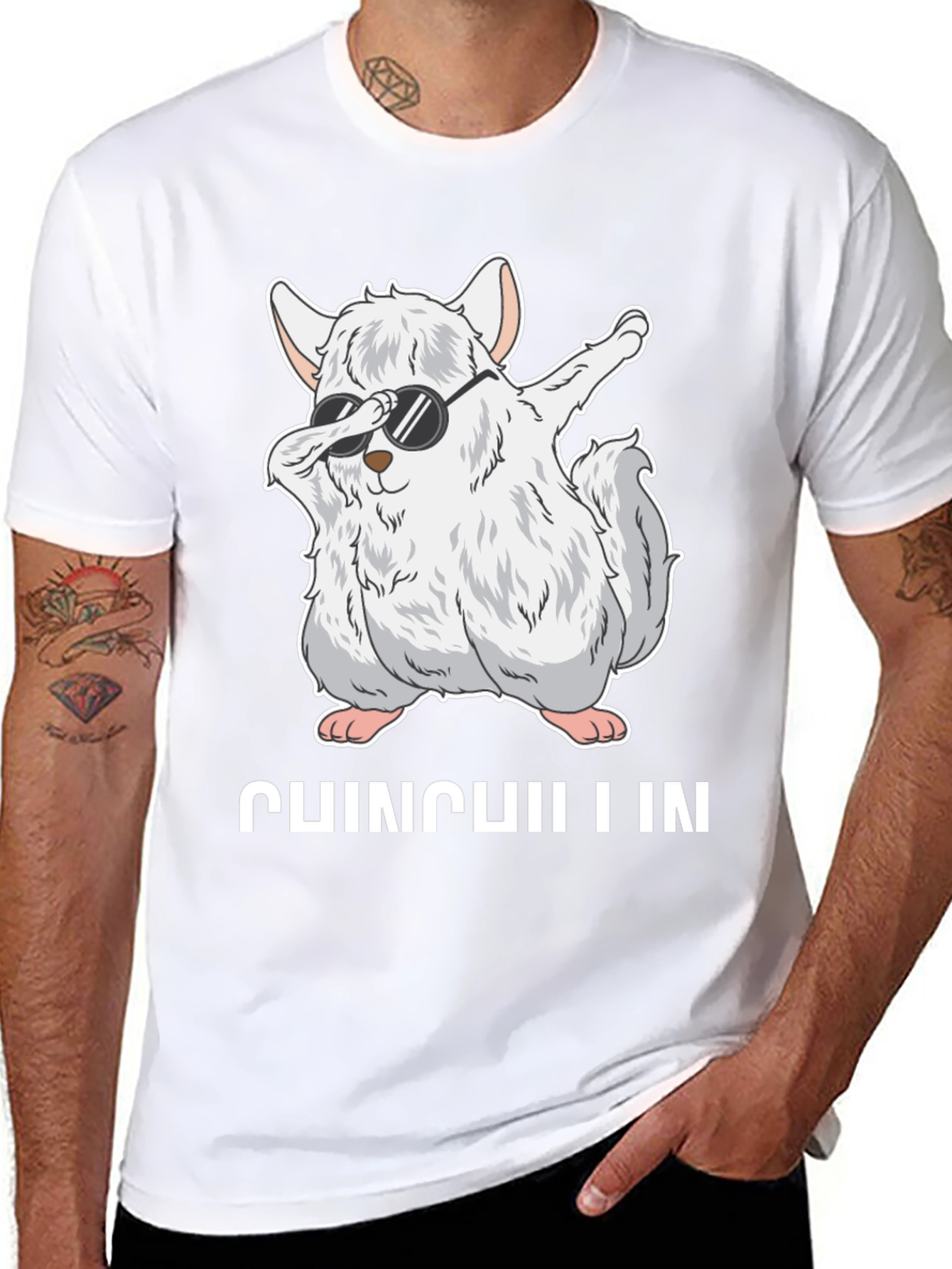 Black Chinchilla Dabbing T-Shirt - Funny Animal Tee view 8