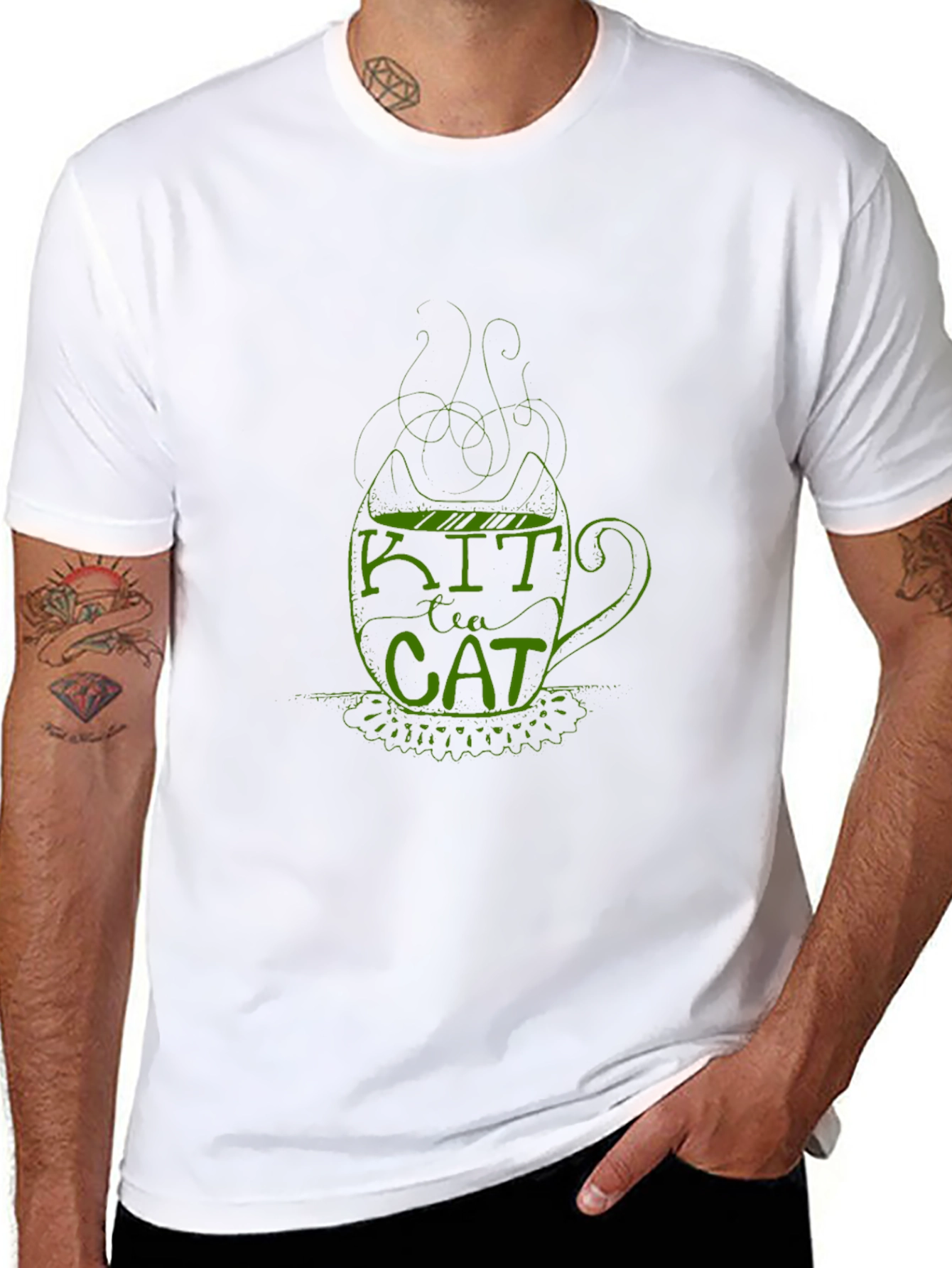 Black Kit Tea Cat T-Shirt - Funny Cat Lover Tee view 8