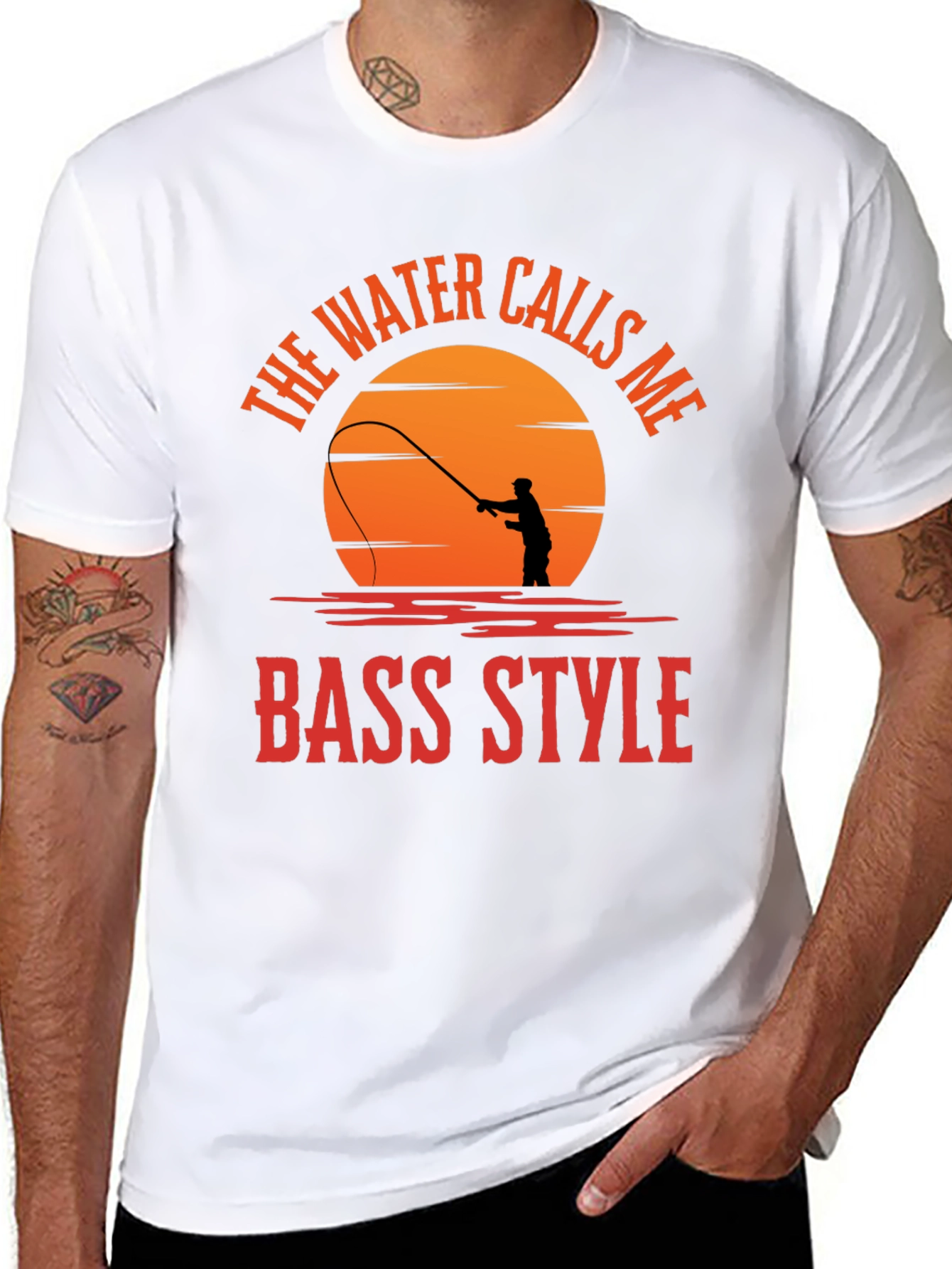 Black Bass Style Fishing T-Shirt - Water Calls Me view 8