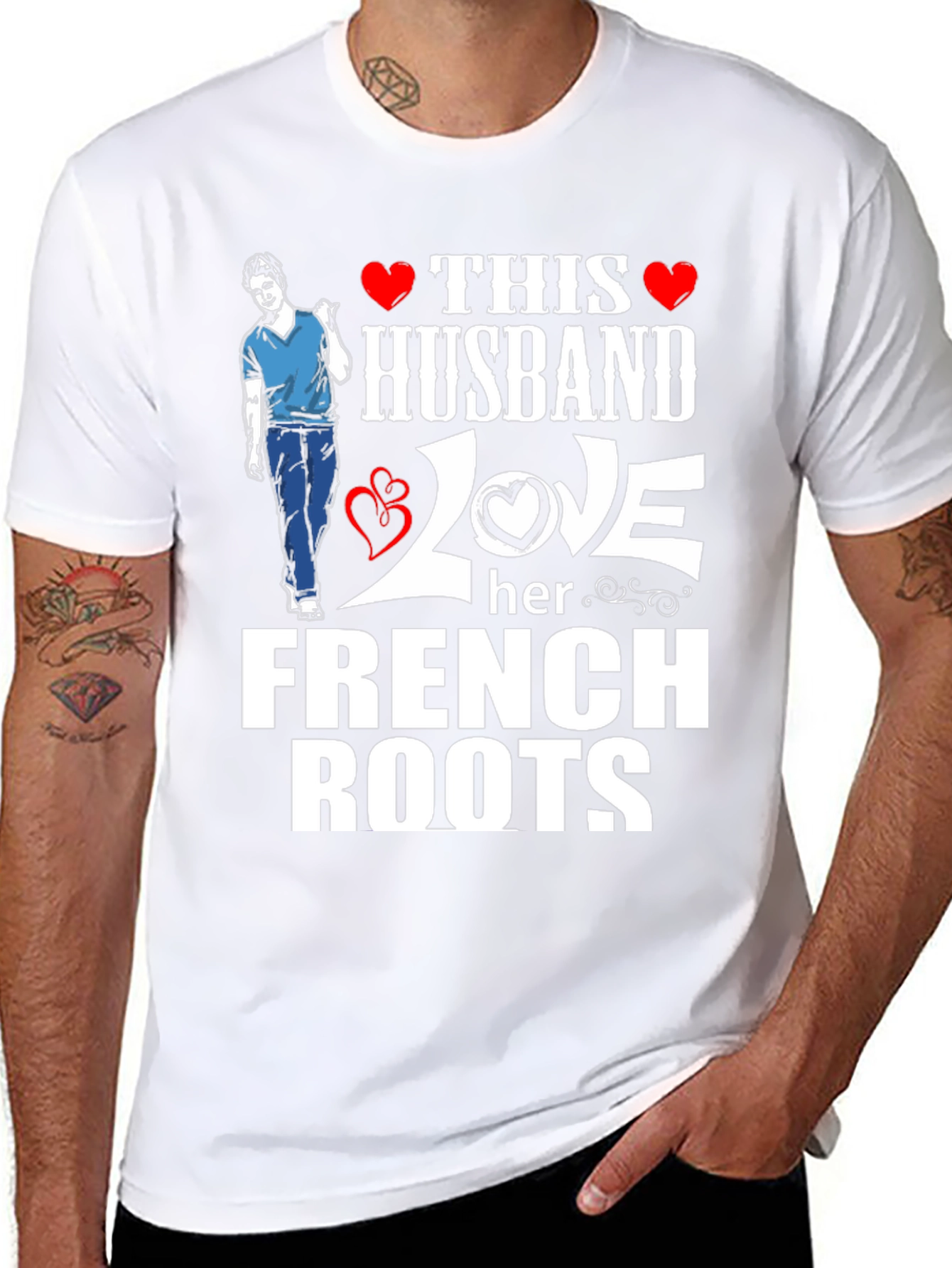 Black Husband Loves French Roots Graphic T-Shirt view 8