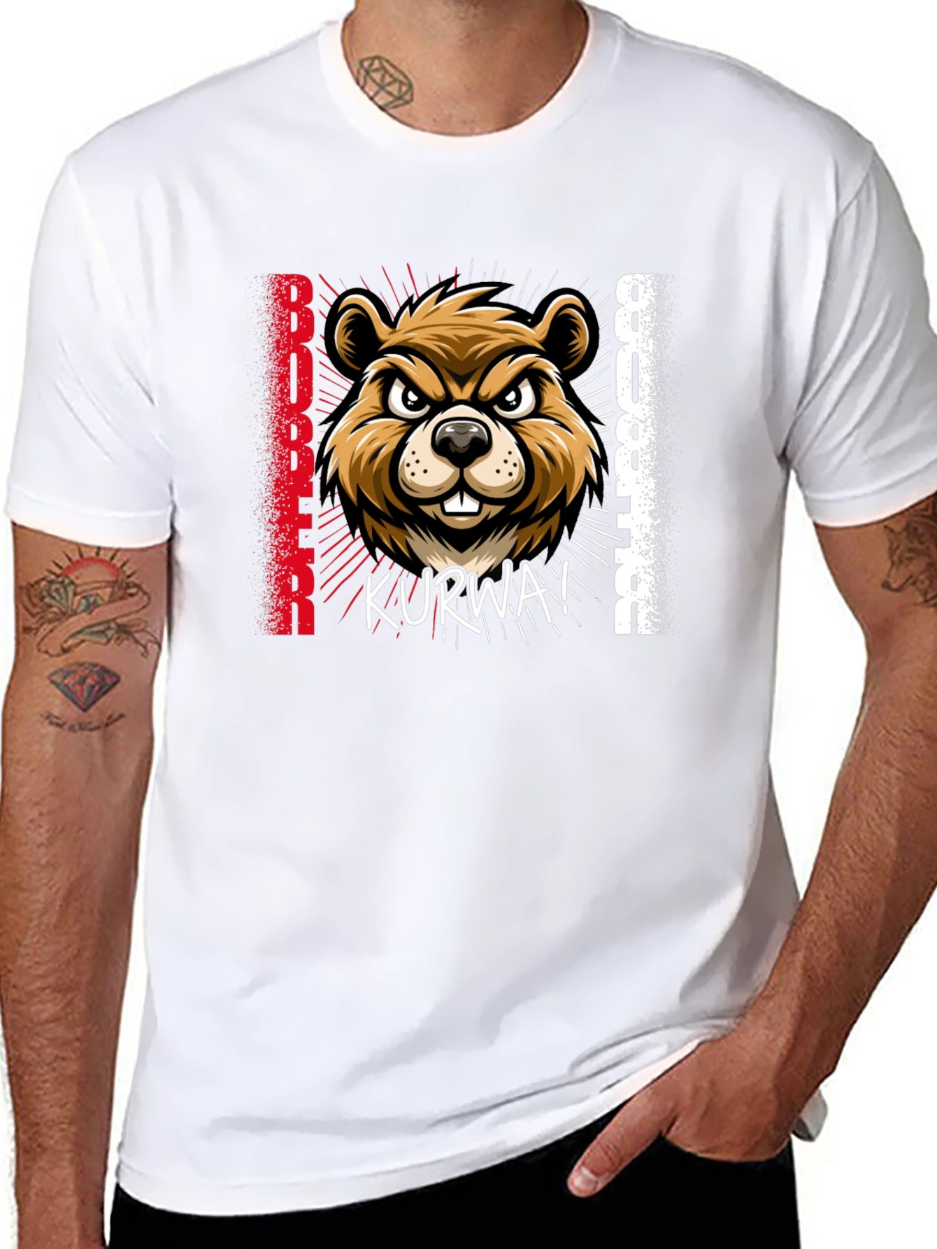 Black Bóbr Kurwa! Beaver T-Shirt - Funny Polish Pride view 8