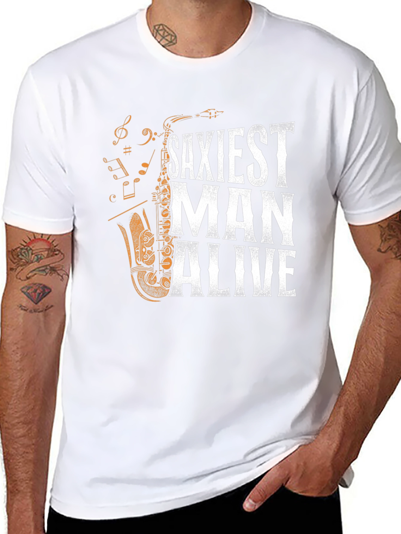 Black Saxiest Man Alive Graphic T-Shirt - Black view 8