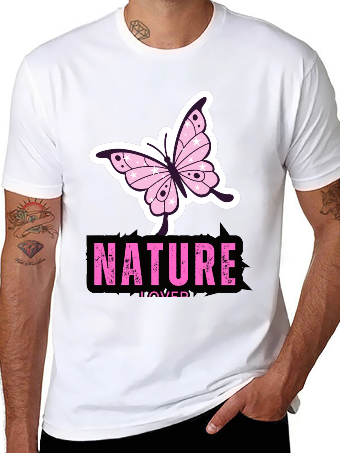 Black Nature Lover Butterfly Graphic T-Shirt view 8