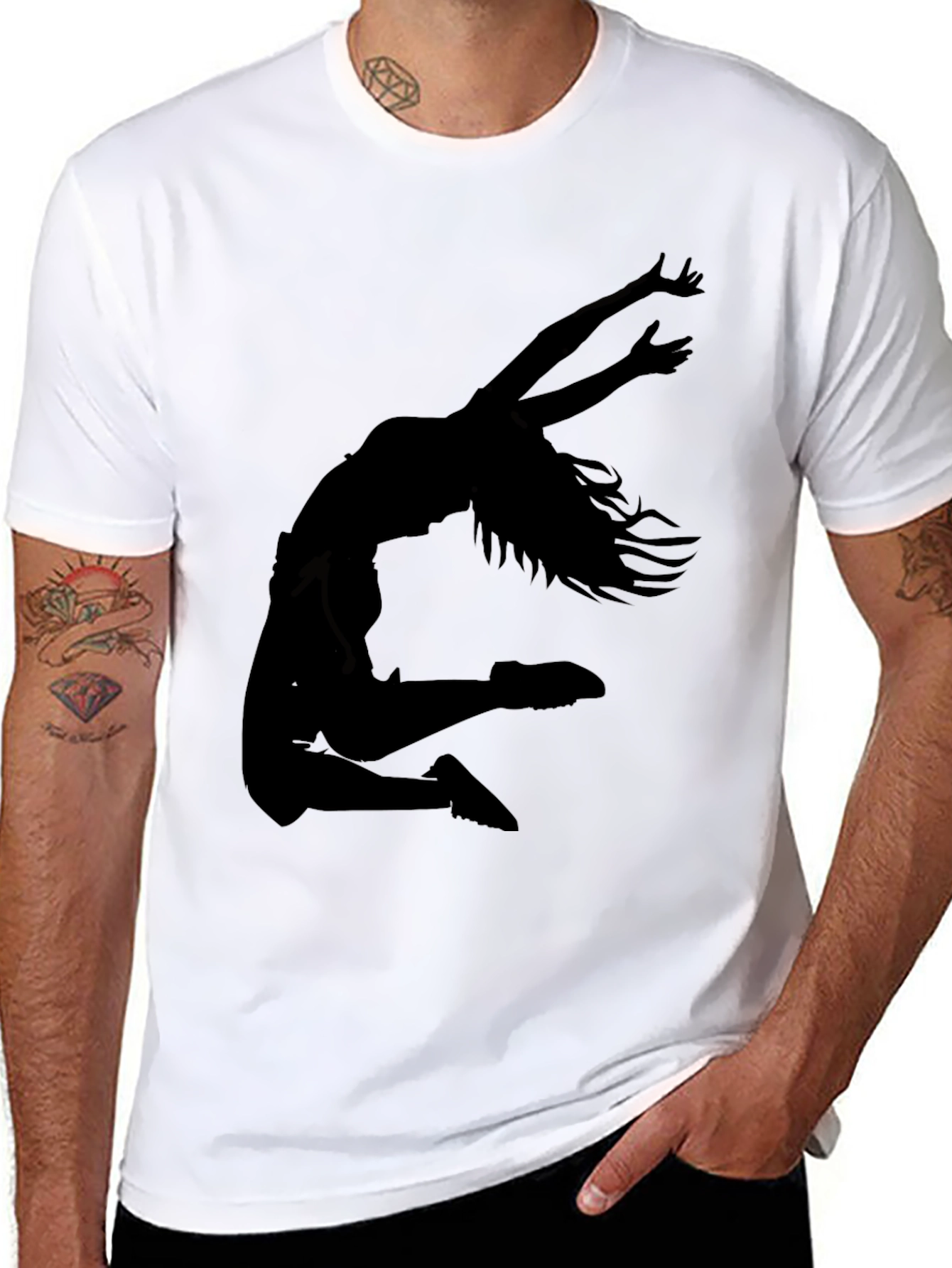 Black Silhouette Dancer Graphic Tee - Stylish Comfort view 8