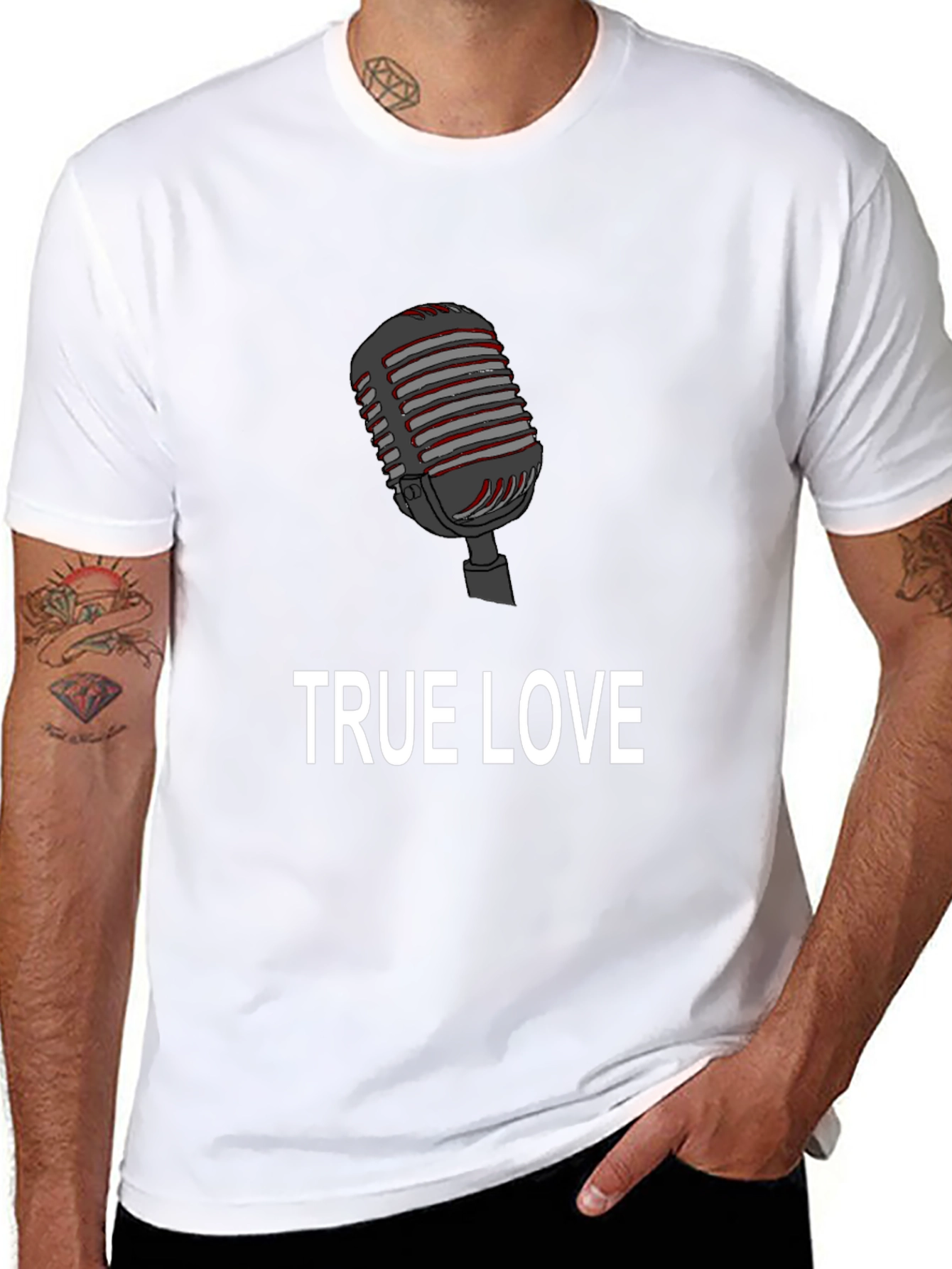 Black True Love Microphone Graphic Tee view 8