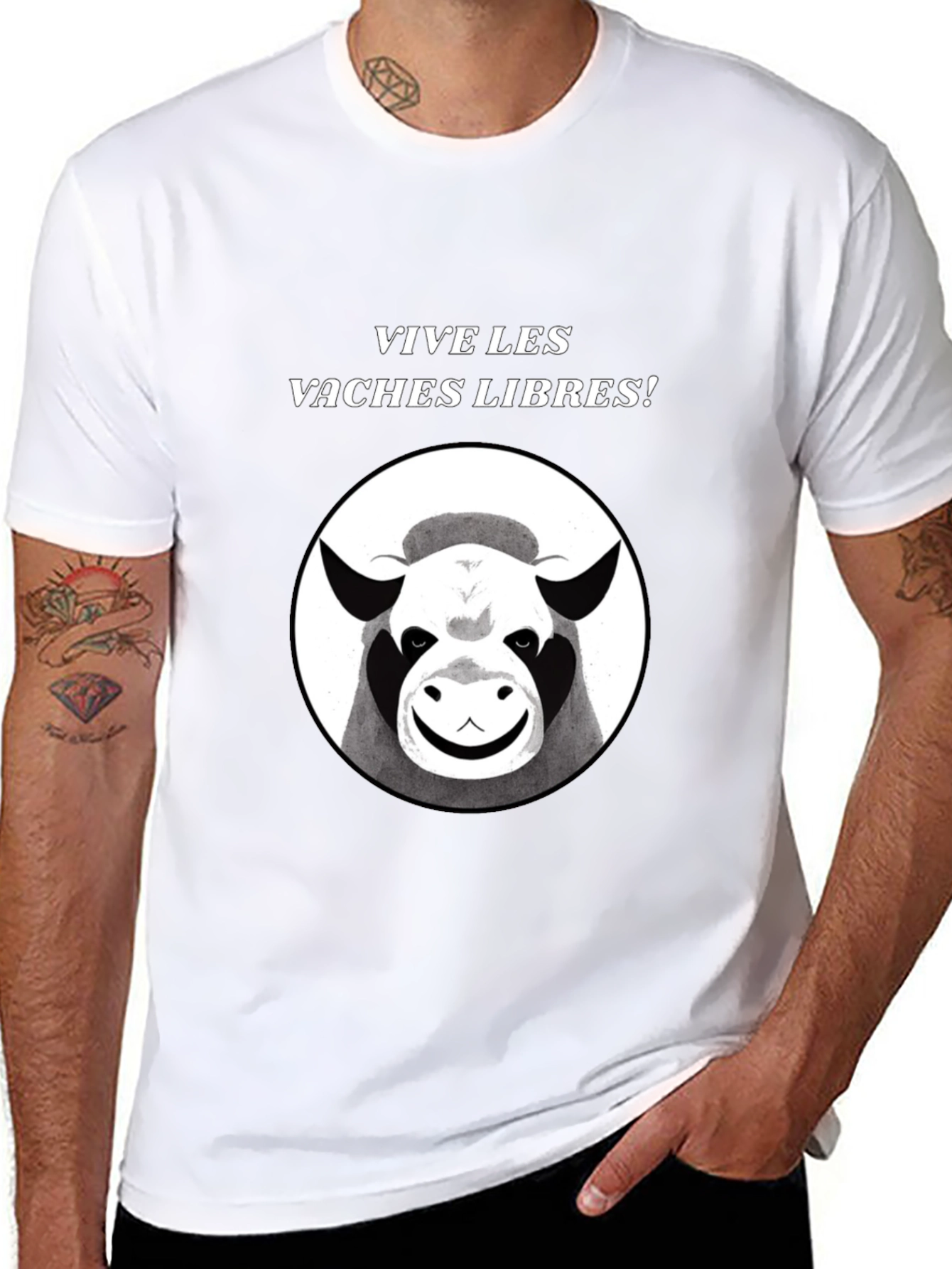 Black Vive Les Vaches Libres! Graphic Tee view 8