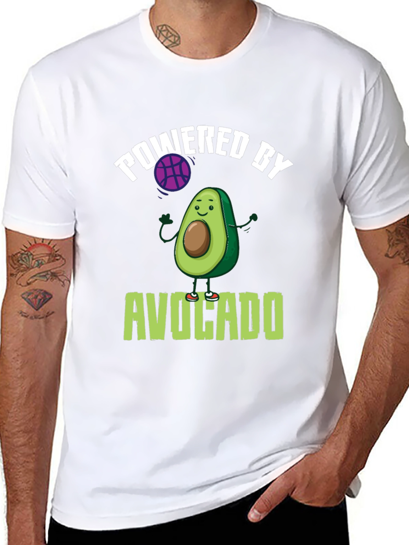 Black Powered by Avocado Black T-Shirt view 8