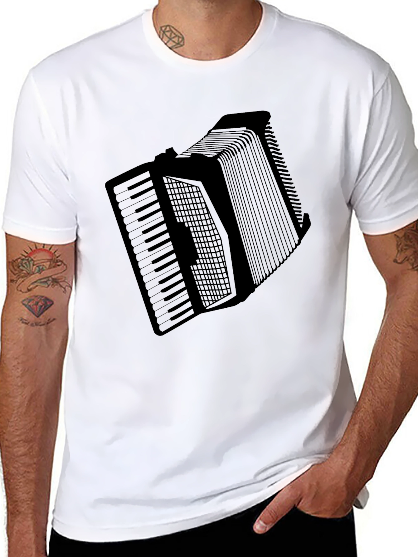Black Accordion T-Shirt - Musician Novelty Tee view 8