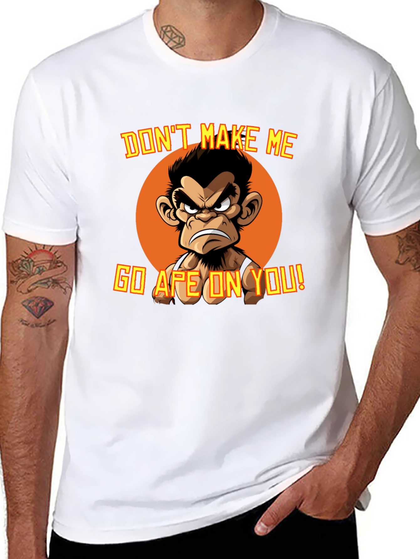 Black Angry Ape Graphic T-Shirt - Funny Novelty Tee view 8