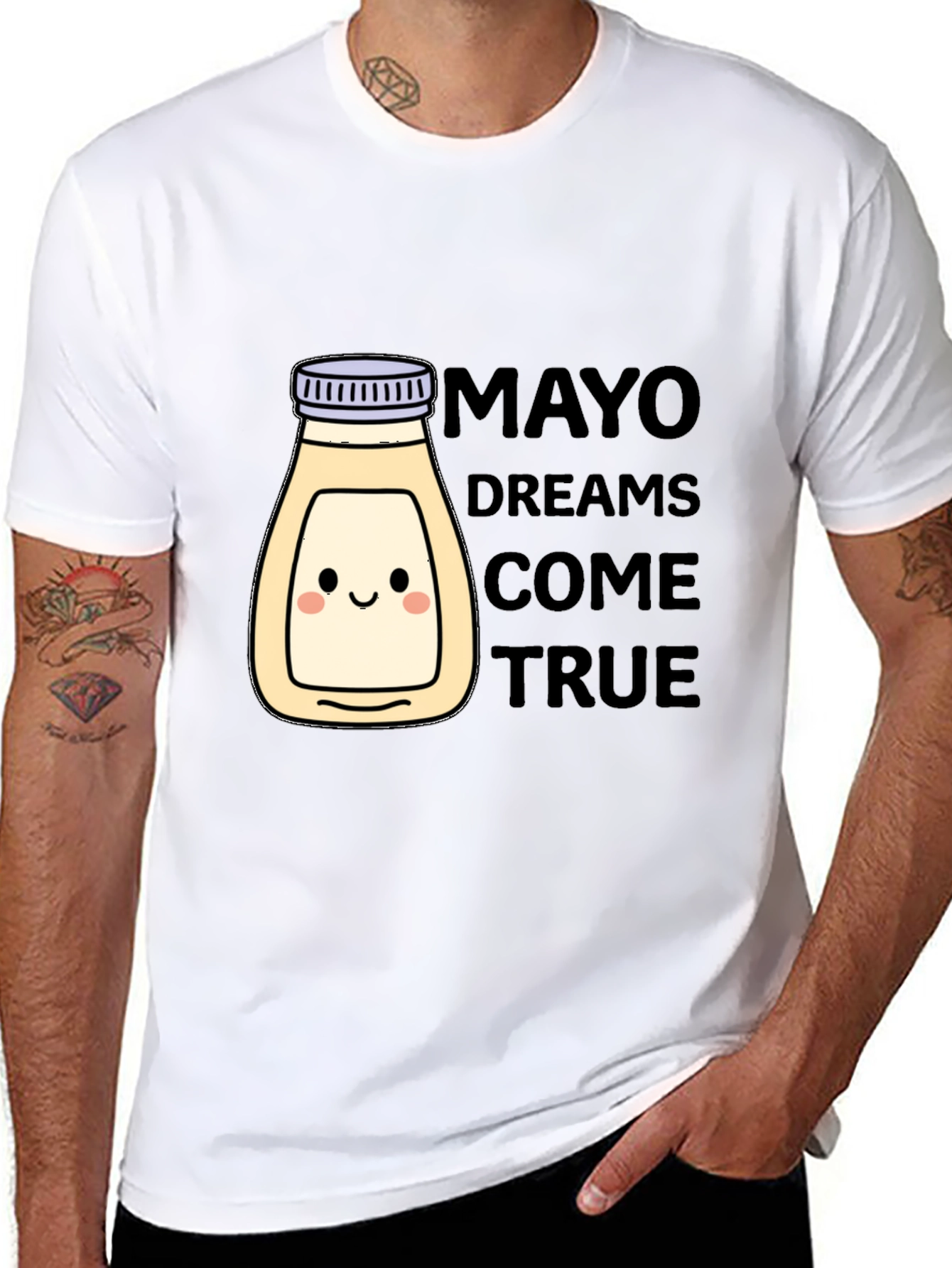 Black Mayonnaise Dreams T-Shirt - Black Crew Neck Graphic Tee view 8