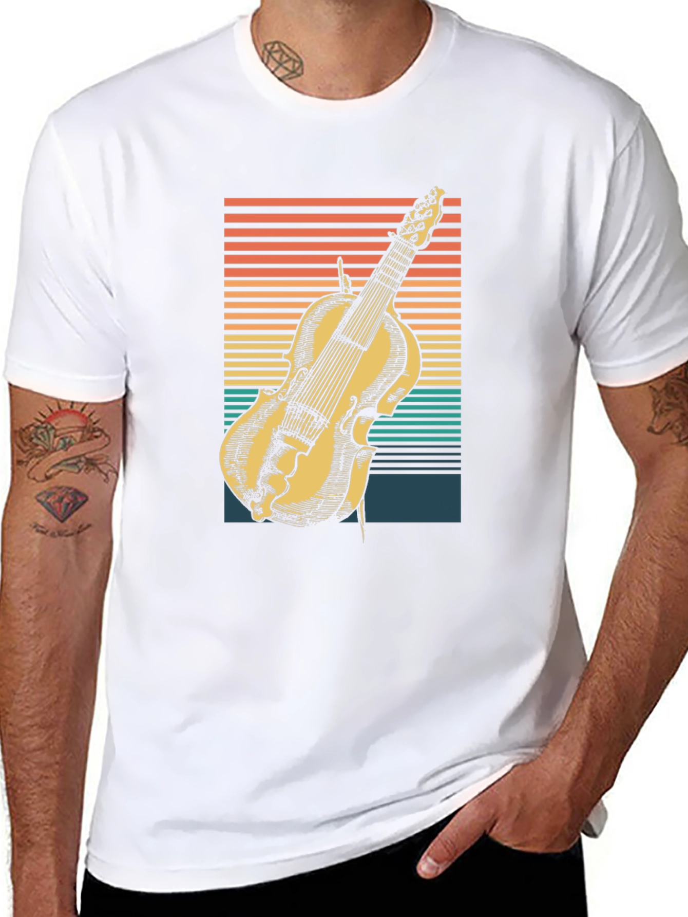 Black Vintage Violin T-Shirt - Retro Music Lover Tee view 8