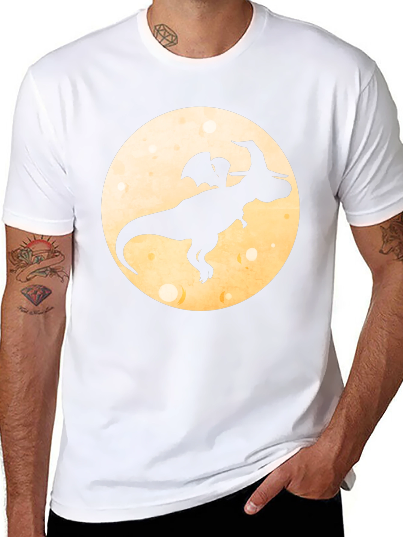 Black Dino Witch Moon T-Shirt view 8