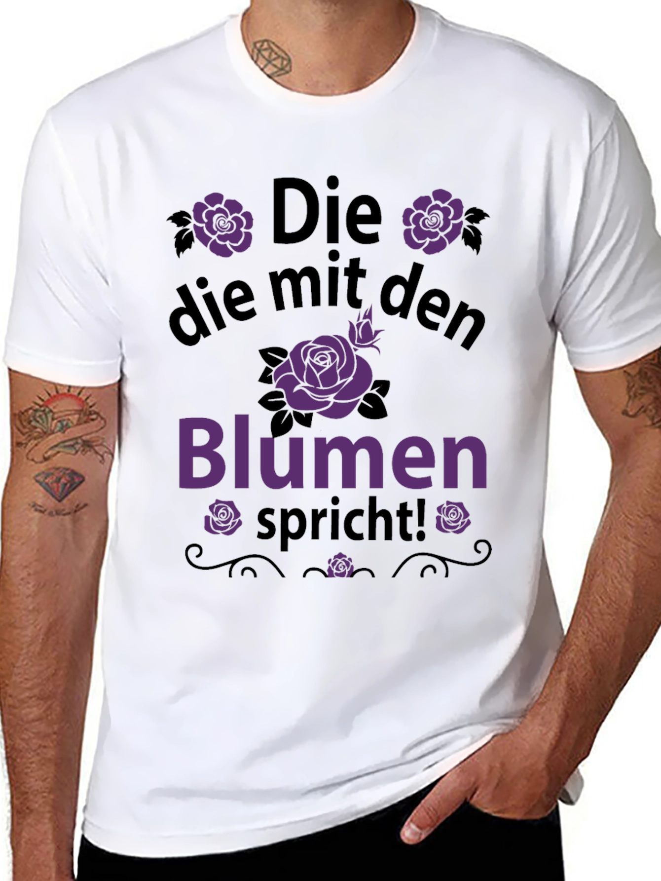 Black Die mit den Blumen Spricht T-Shirt view 8