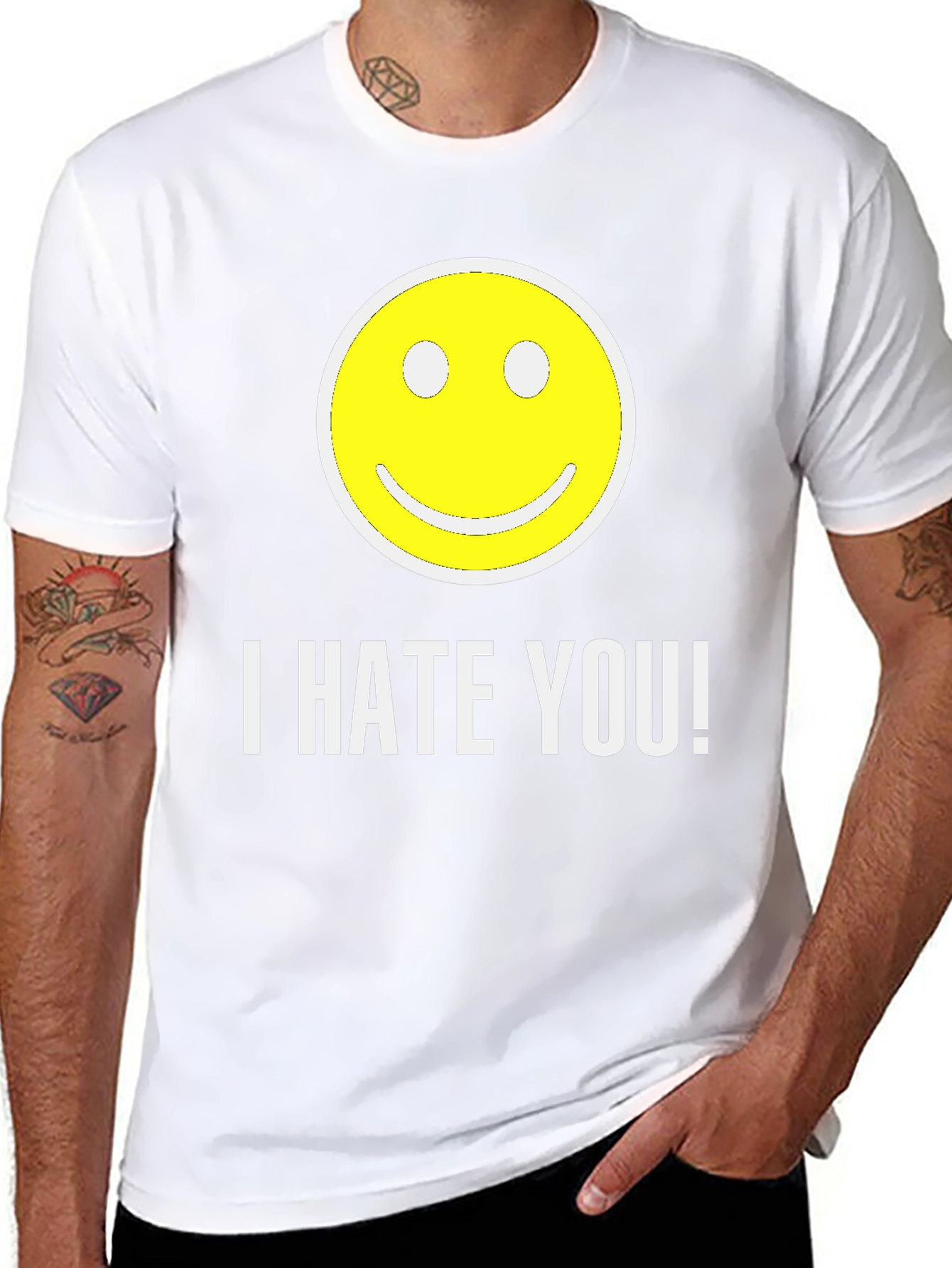 Black I HATE YOU! Smiley Face Graphic T-Shirt view 8