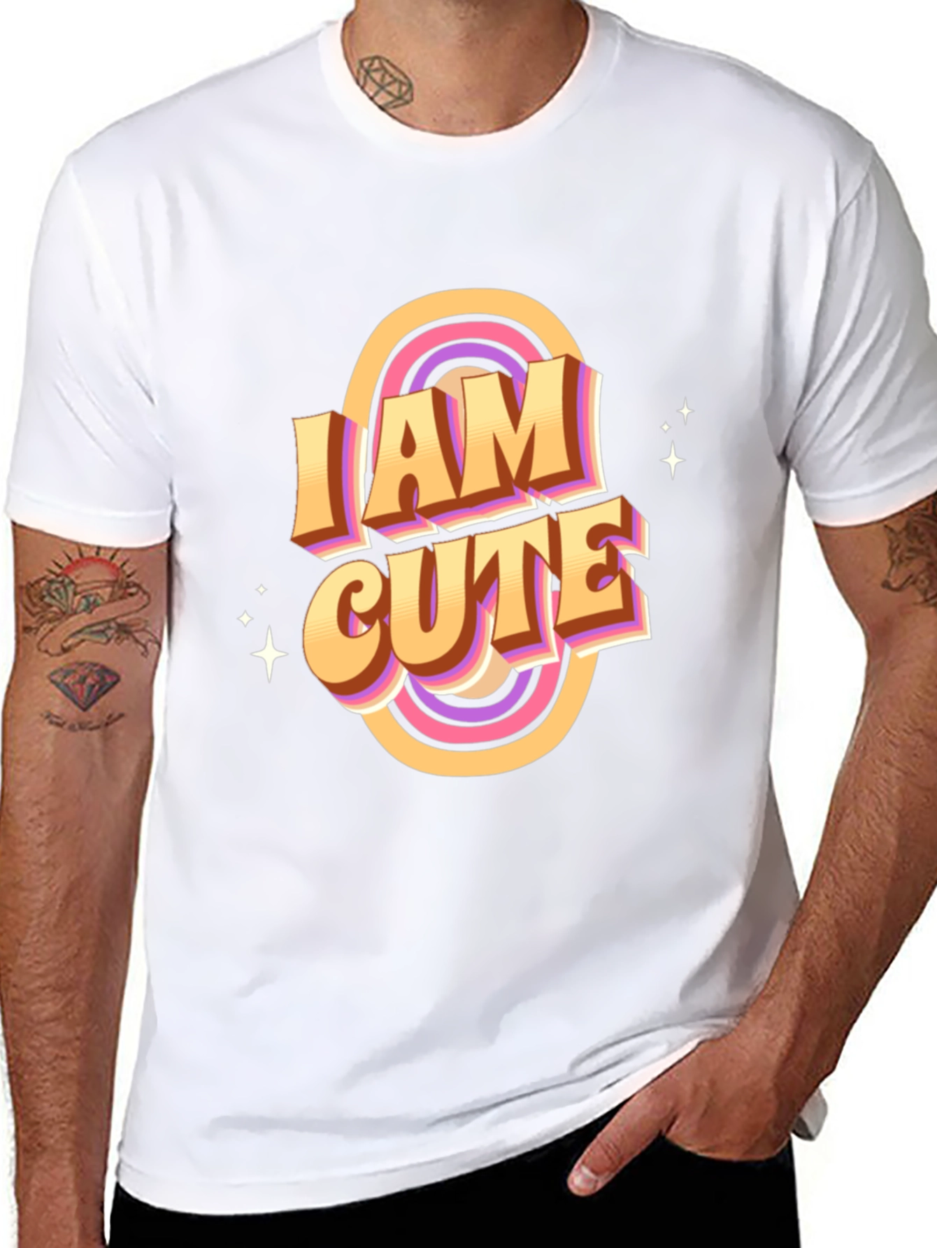 Black I Am Cute Graphic T-Shirt - Retro Style view 8